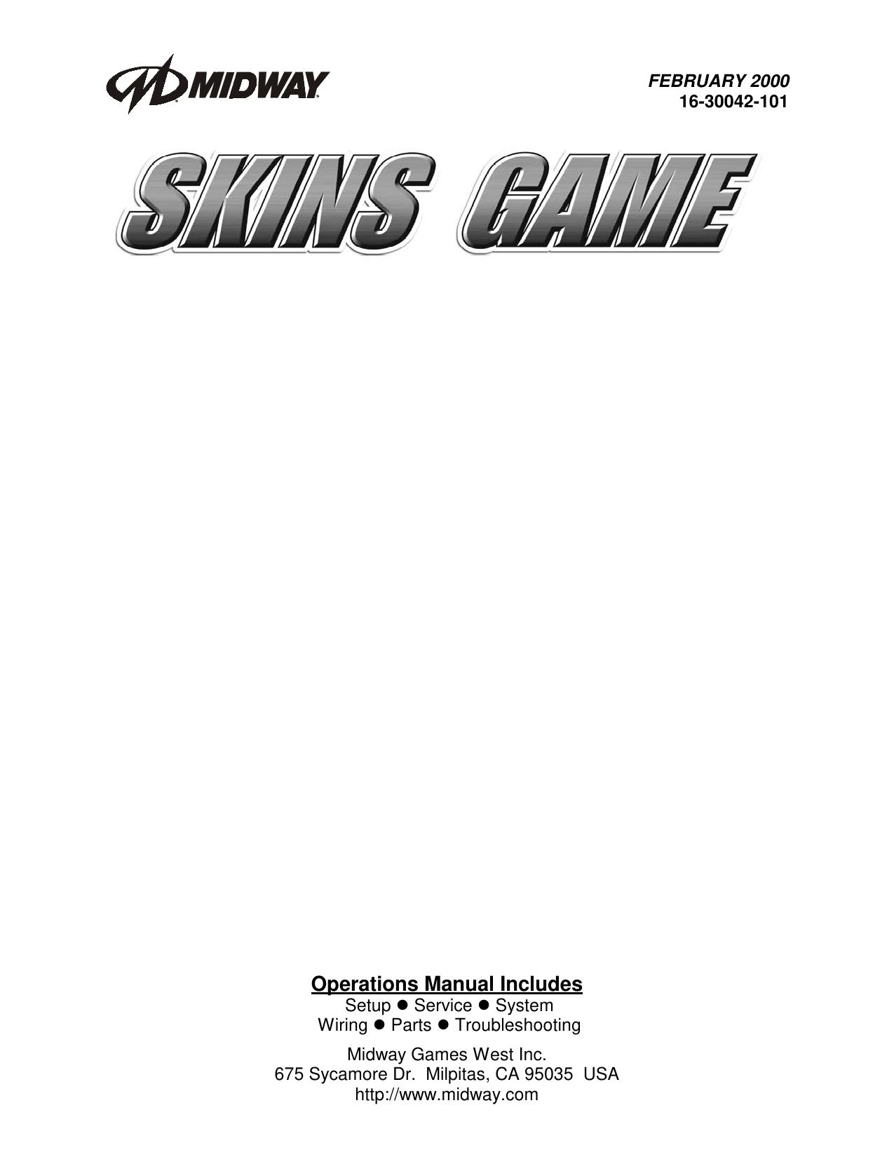 Skins Game (25in Dedicated Upright) (Operations) (U)