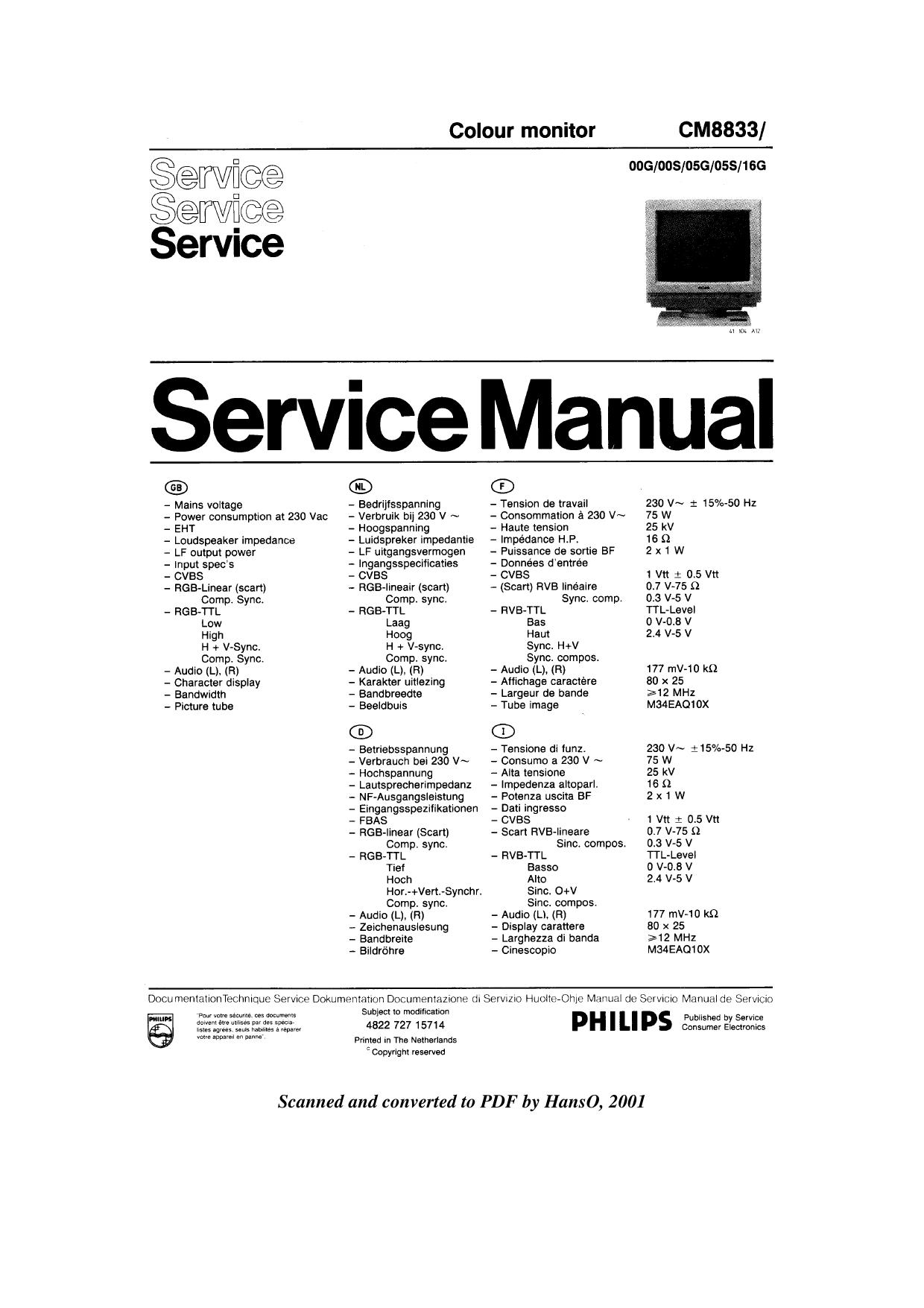 CM8833 service manual