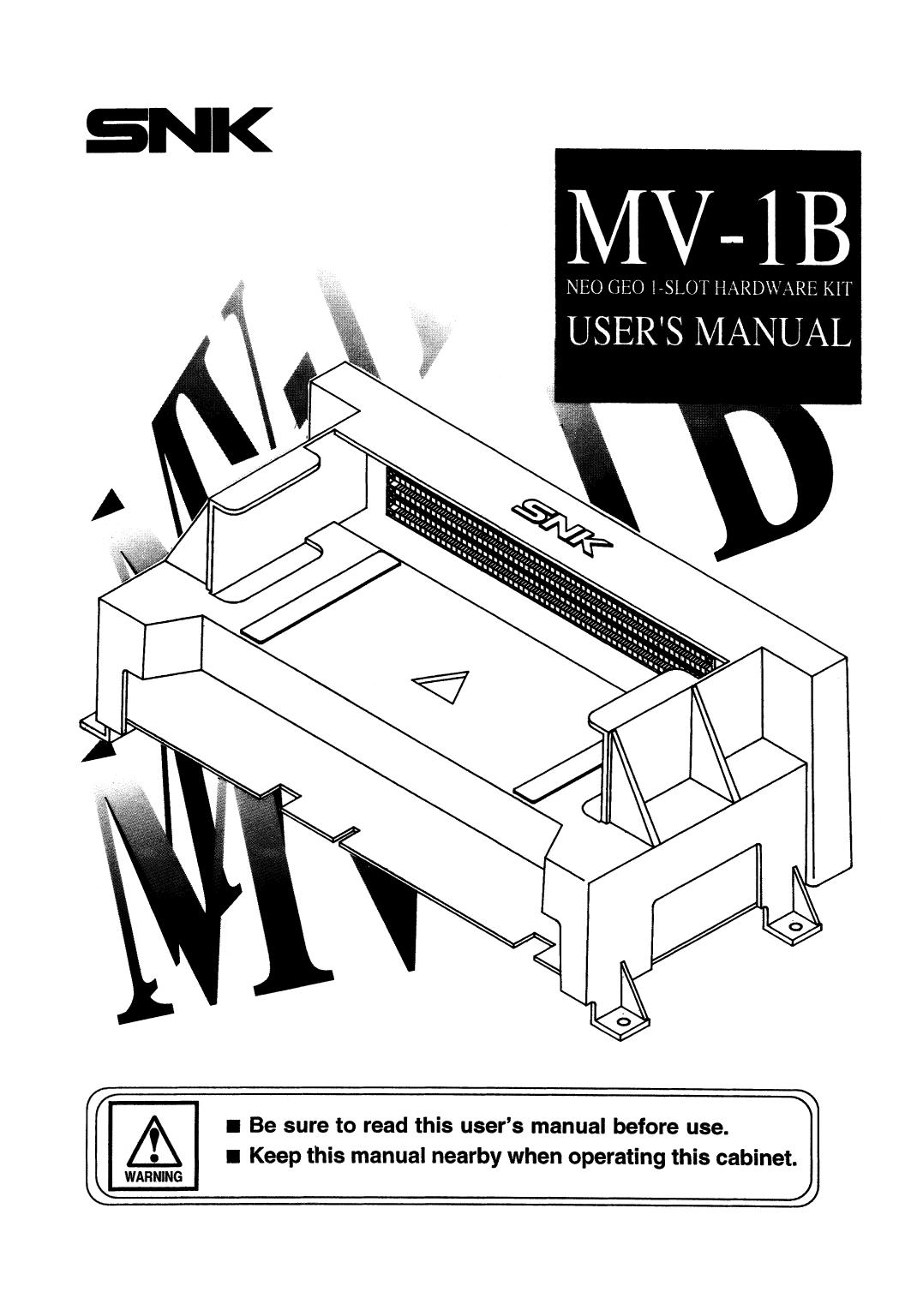 SNK Neo Geo MV-1B Manual