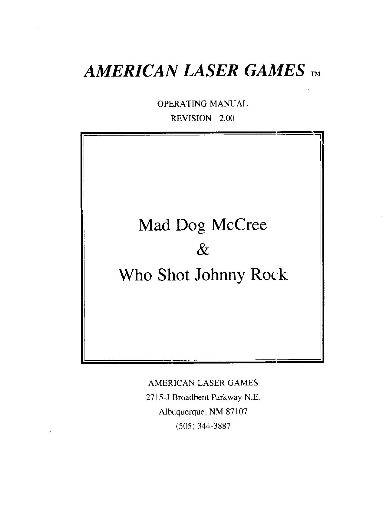 Mad Dog McCree and Who Shot Johhny Rock Manual Rev 2