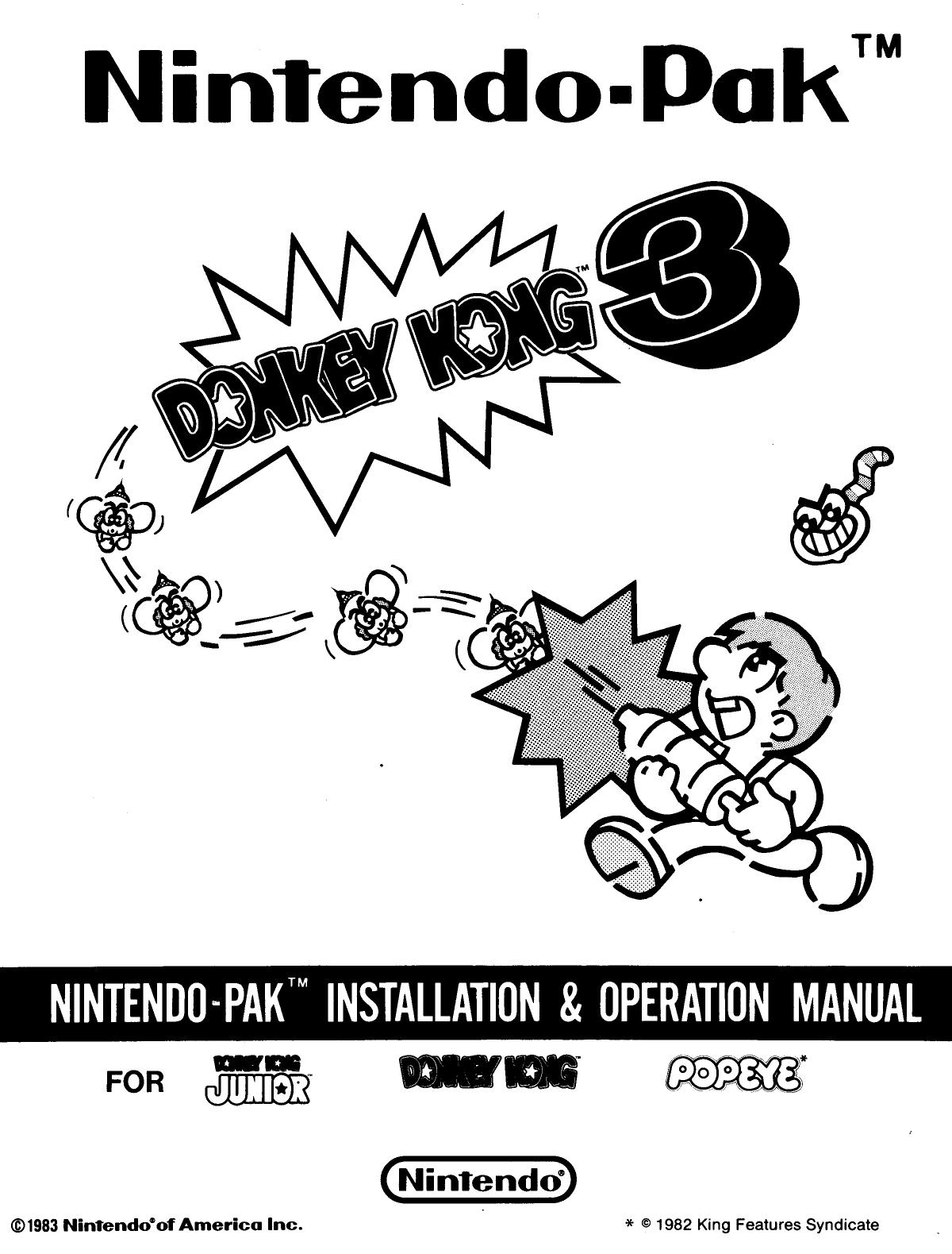 Donkey Kong 3 (DK & JR + Popeye) (Nintendo Pak Installation & Op) (U)