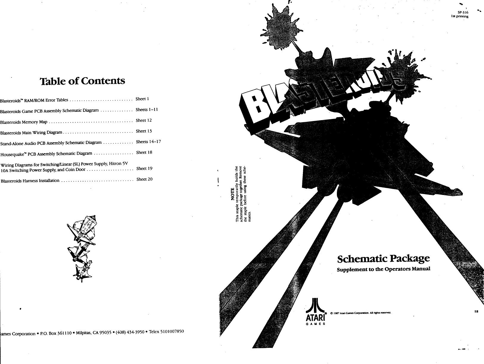 Blasteroids (SP-316 1st Printing) (Schematic Package) (U)
