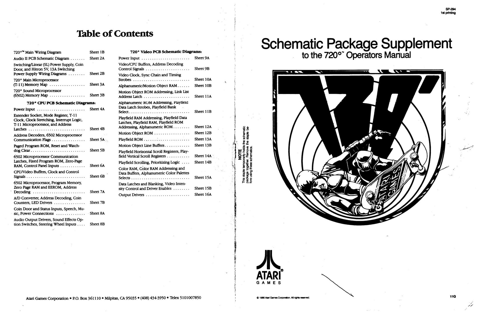 720 (SP-294 1st Printing) [Schematic Package] [English]