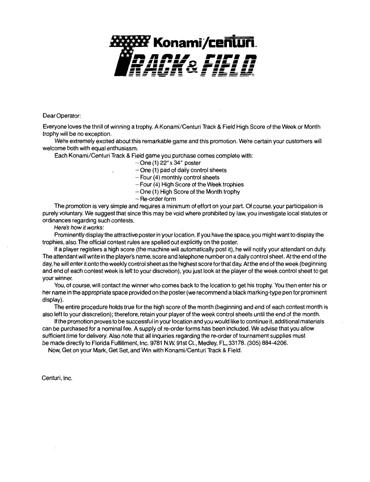 Track & Field Trophey Promotion