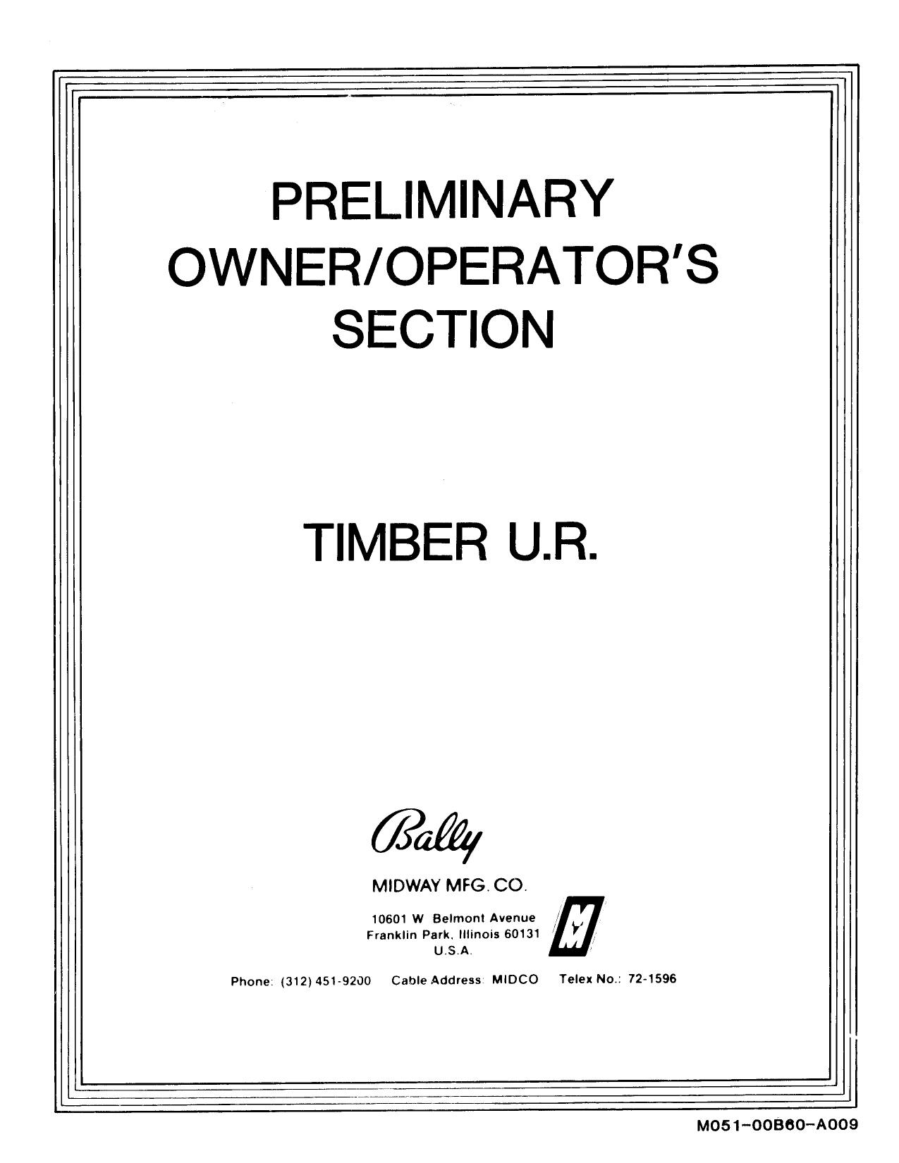 Timber Preliminary Manual