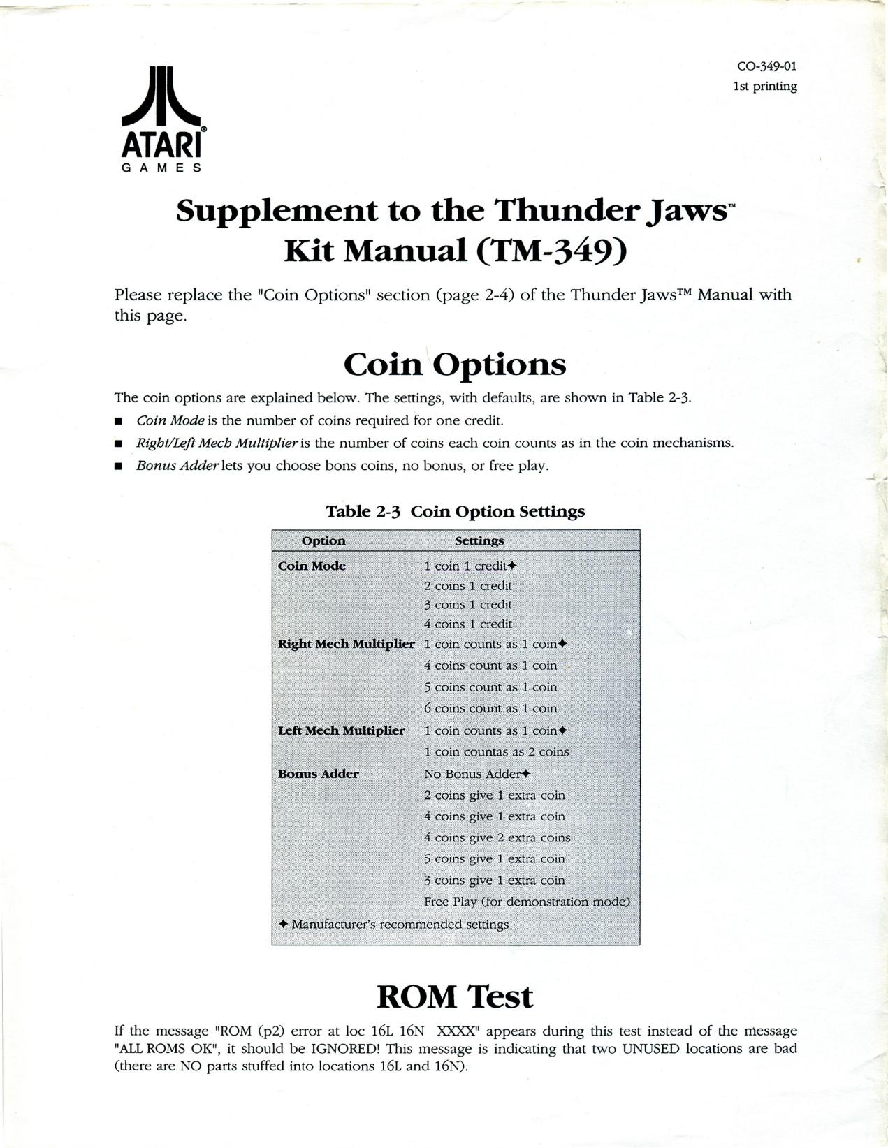 Thunder Jaws CO-349-01 1st Printing
