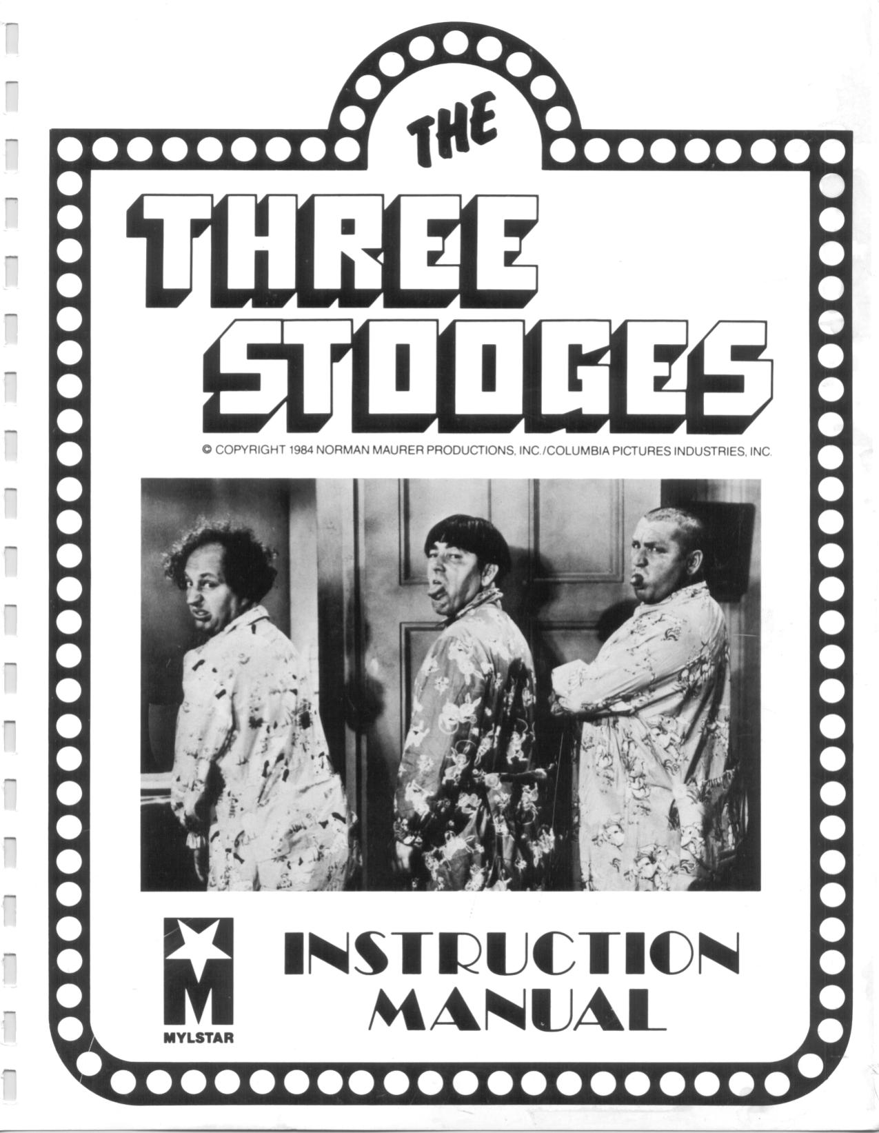 Gottlieb Mylstar Three Stooges Operating Manual
