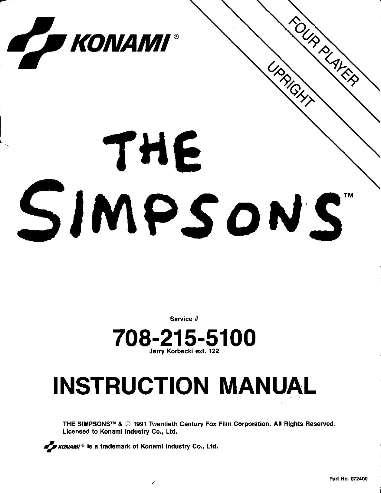 The Simpsons (4 Player Upright) (Instructions) (Scan 2) (U)