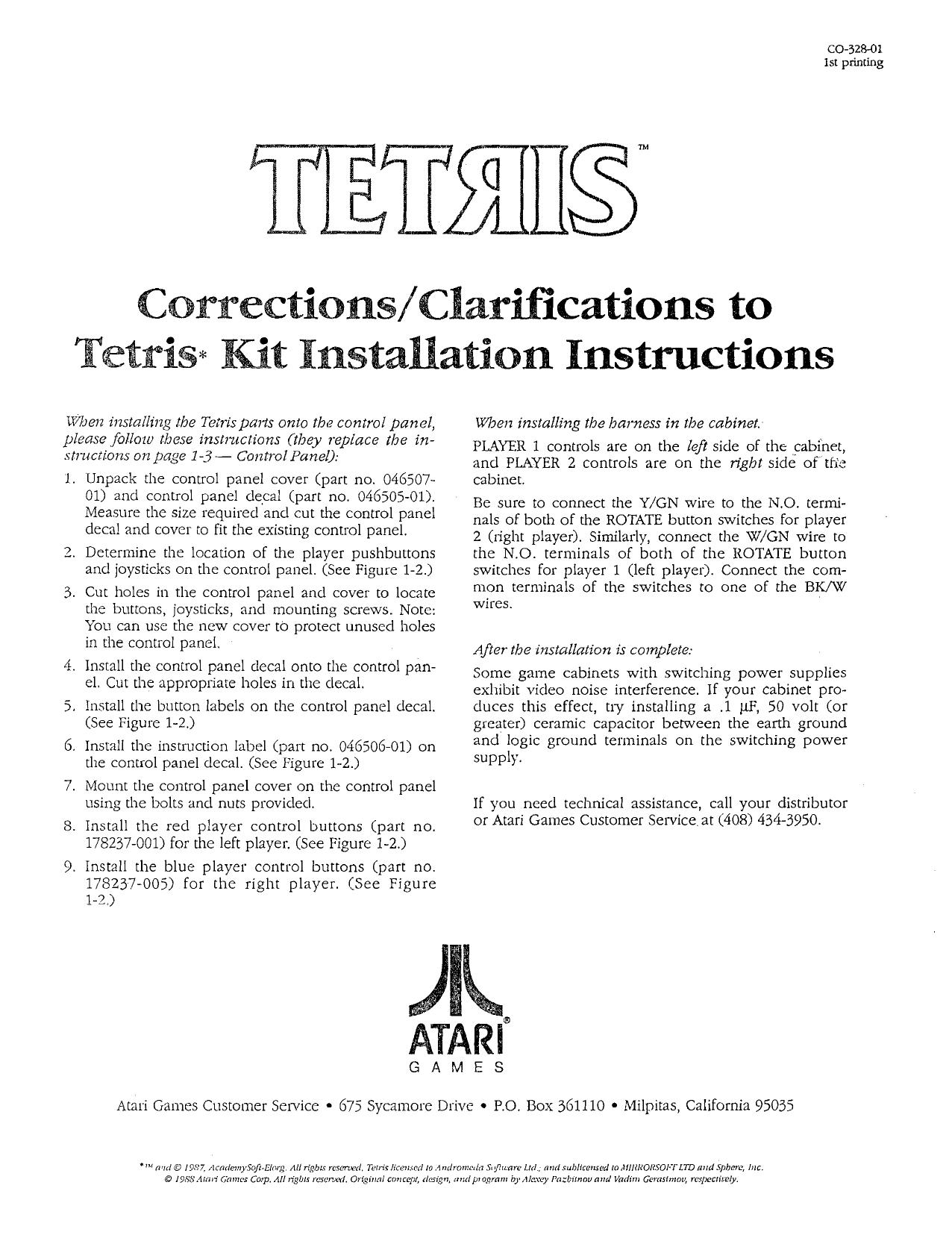 Tetris CO-328-01 1st Printing