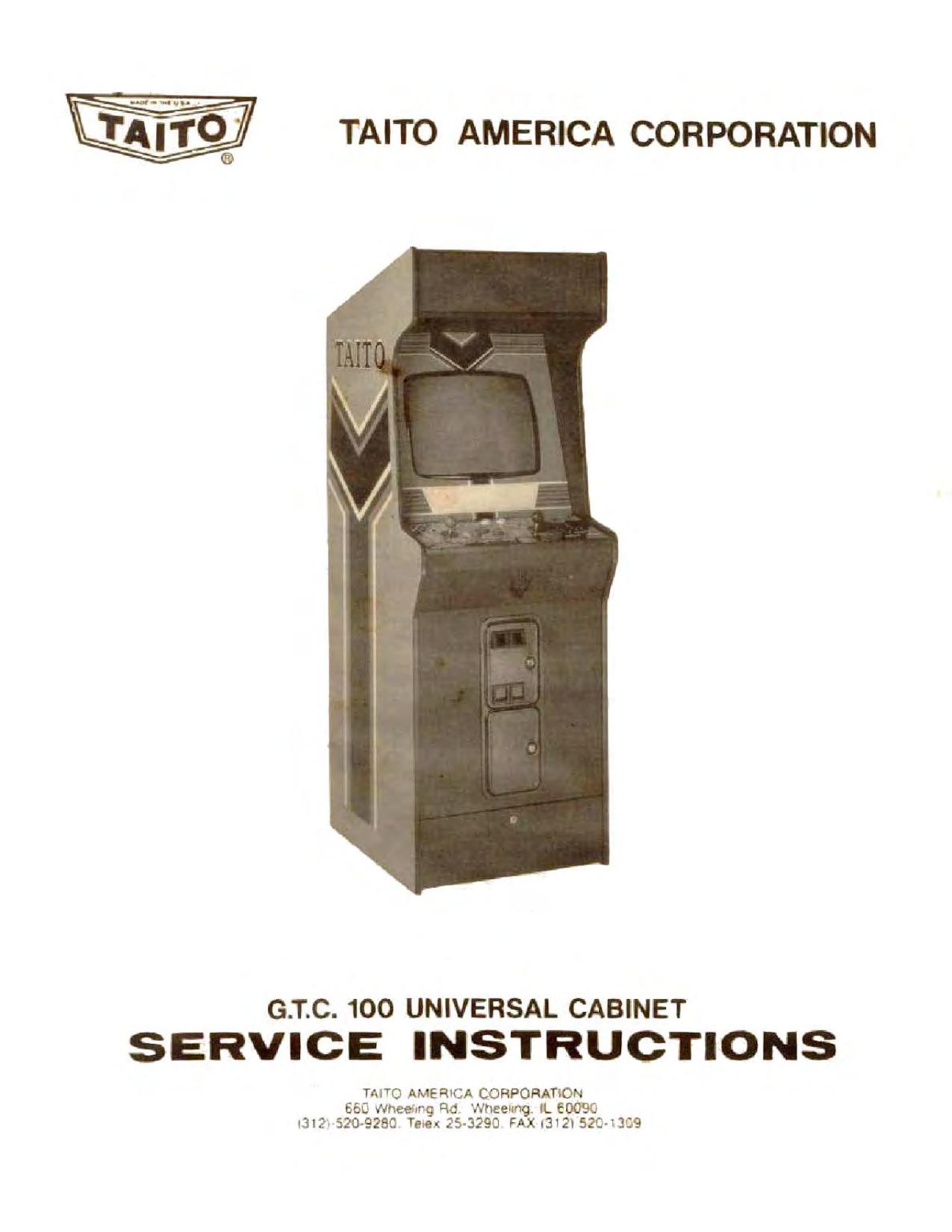 Taito GTC-100 Univesal Cabinet Service Instructions