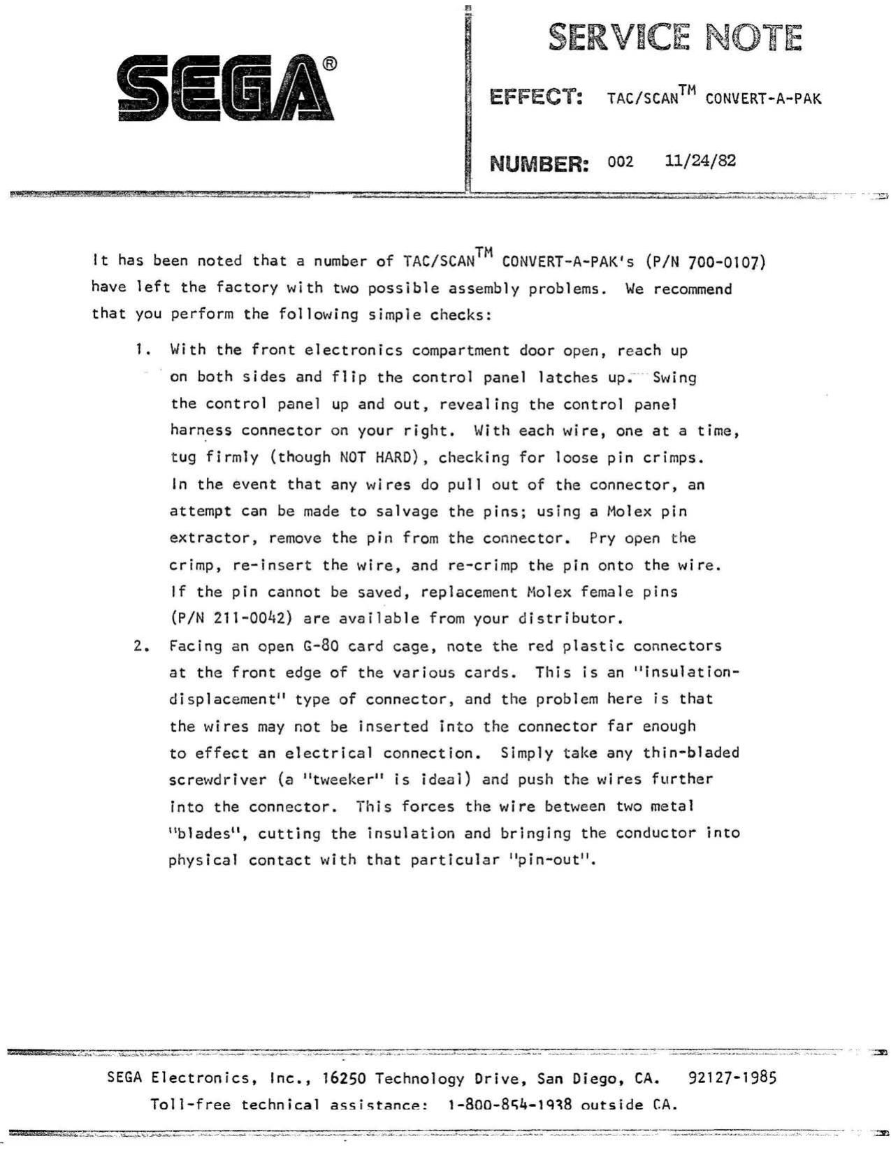 Tac-Scan Service Note 002 (11-24-1982)