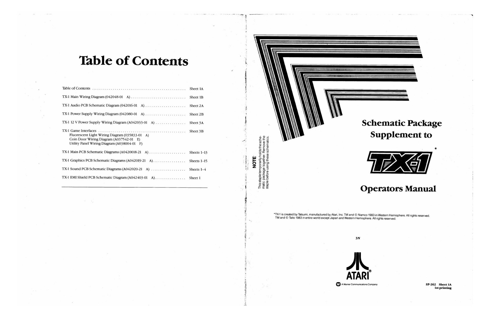 TX-1 (SP-262 1st Printing) (Schematic Package) (U)