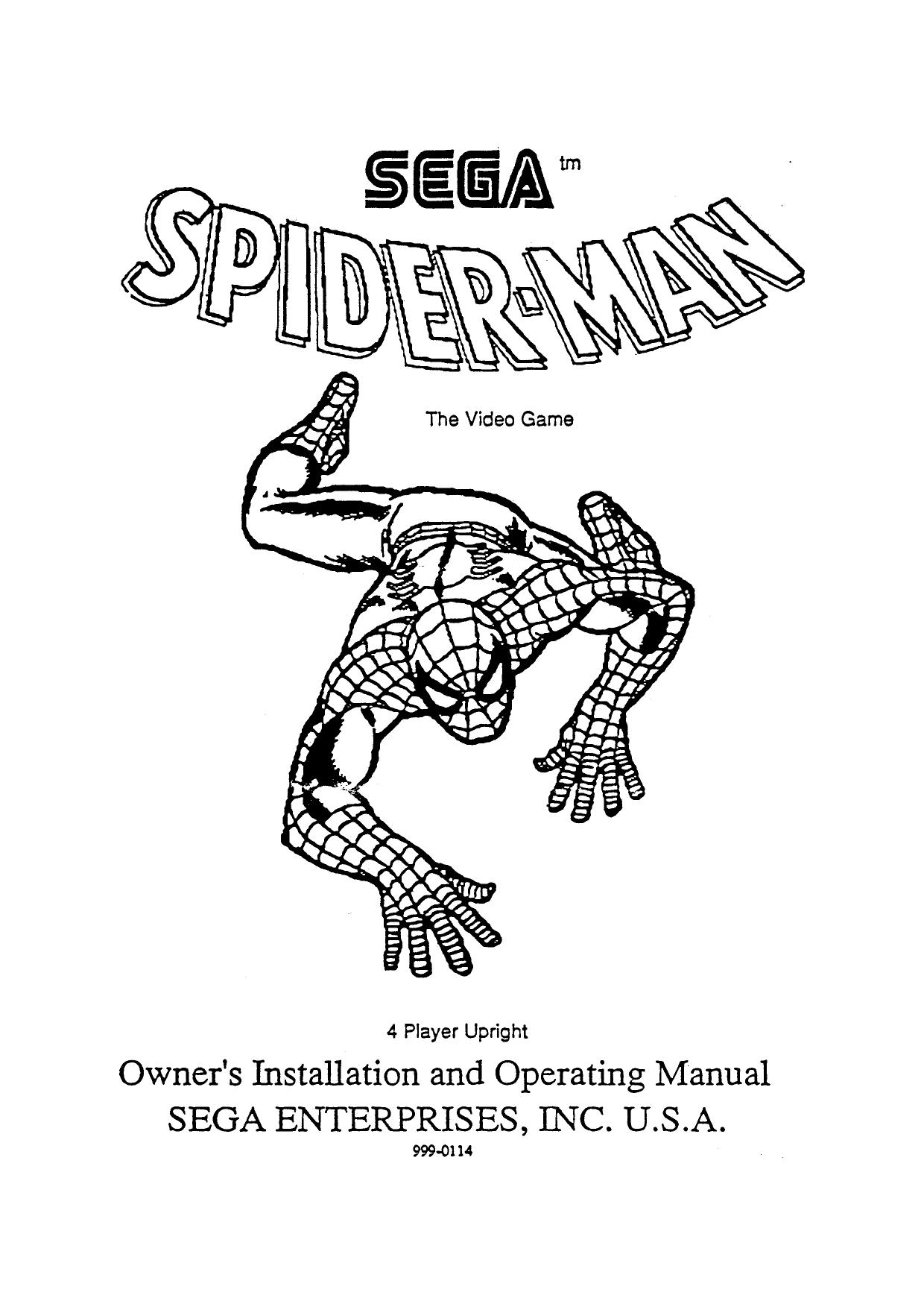 Spider-Man (4 Player Upright) (Owner's Install & Operating) (U)