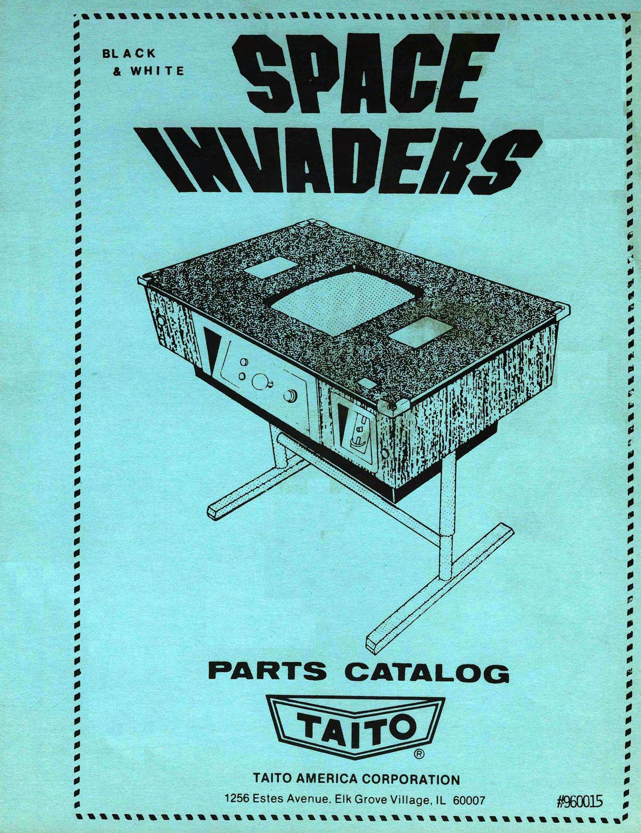 Space Invaders Cocktail B&W Parts Catalog (Taito 960015)