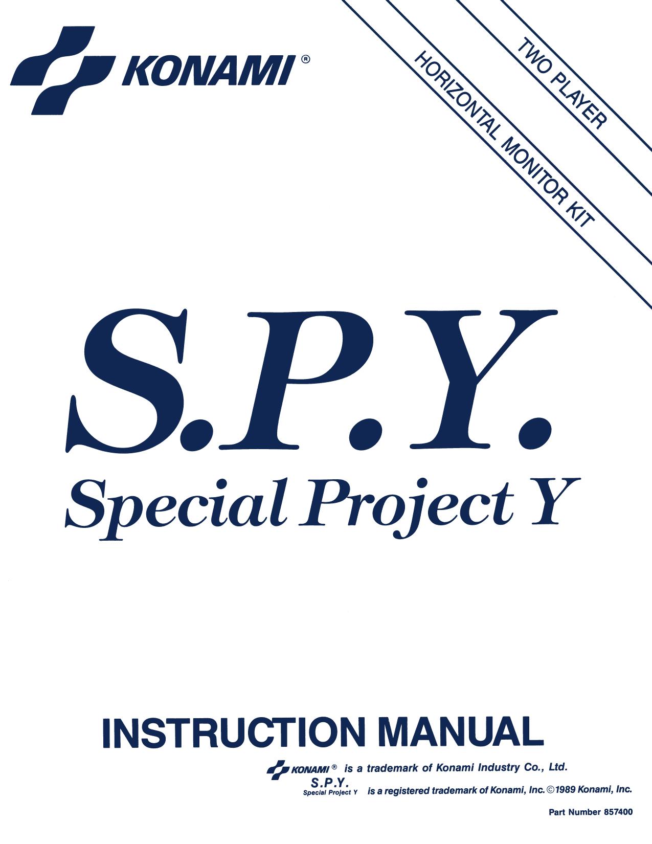 S.P.Y. Special Project Y (Instructions) (U)