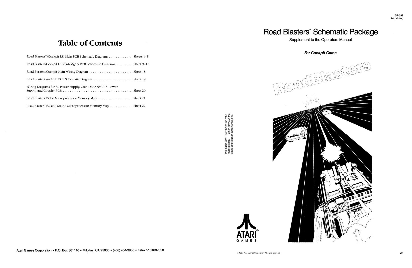 Road Blasters Cockpit SP-299 1st Printing