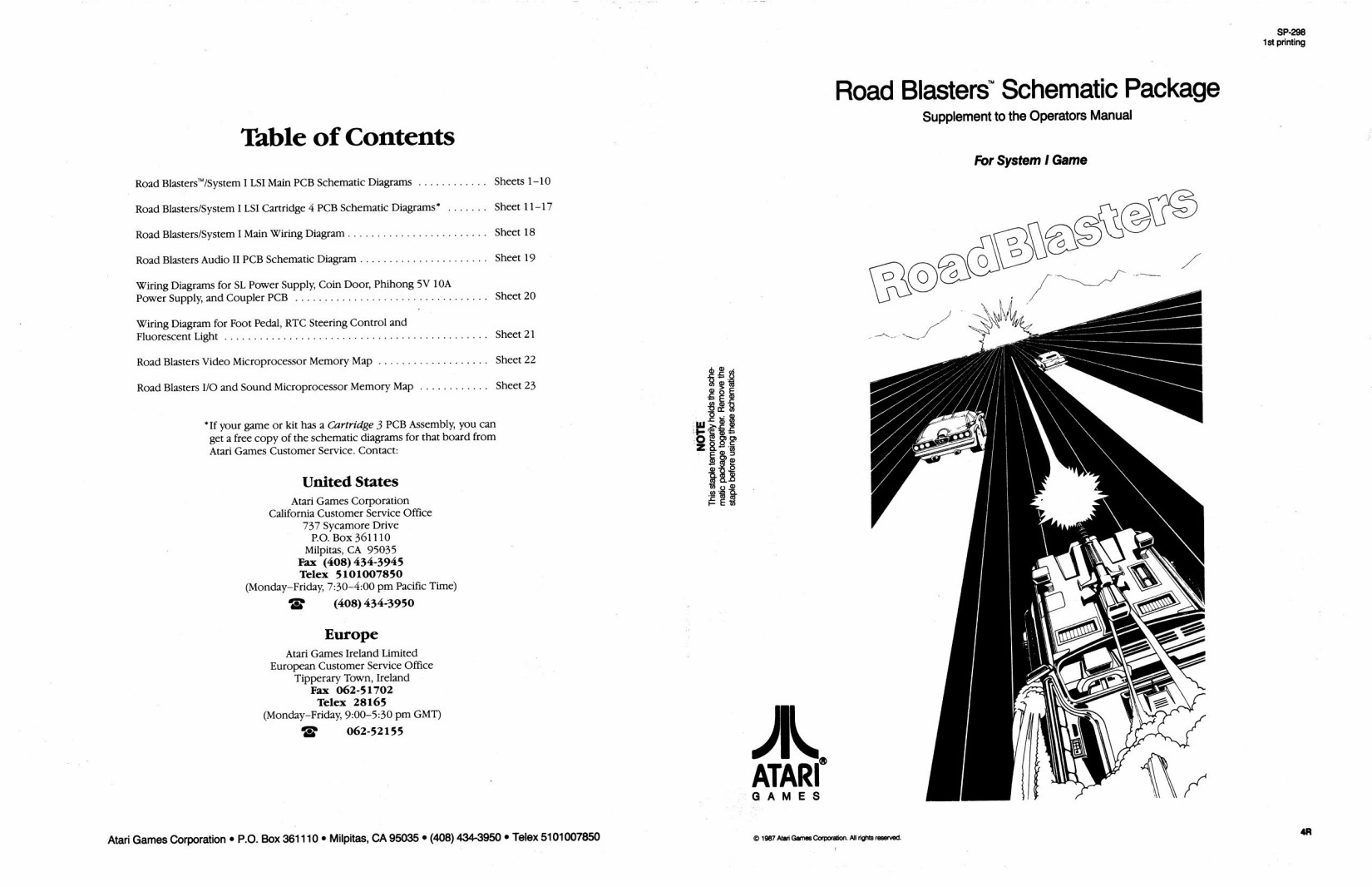Road Blasters Schematic Package