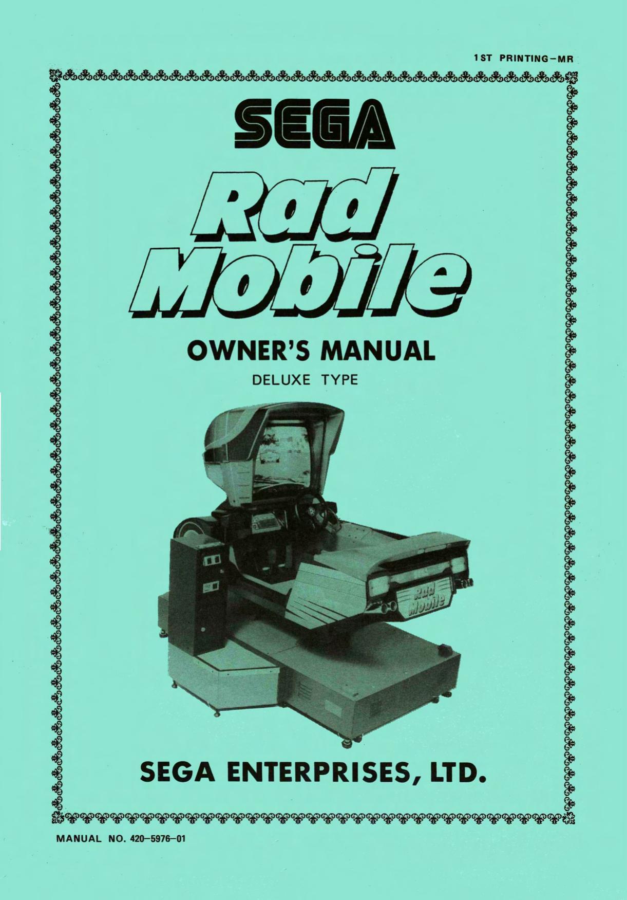 Rad Mobile Deluxe Type SEGA 1st Printing MR 420-5876-01
