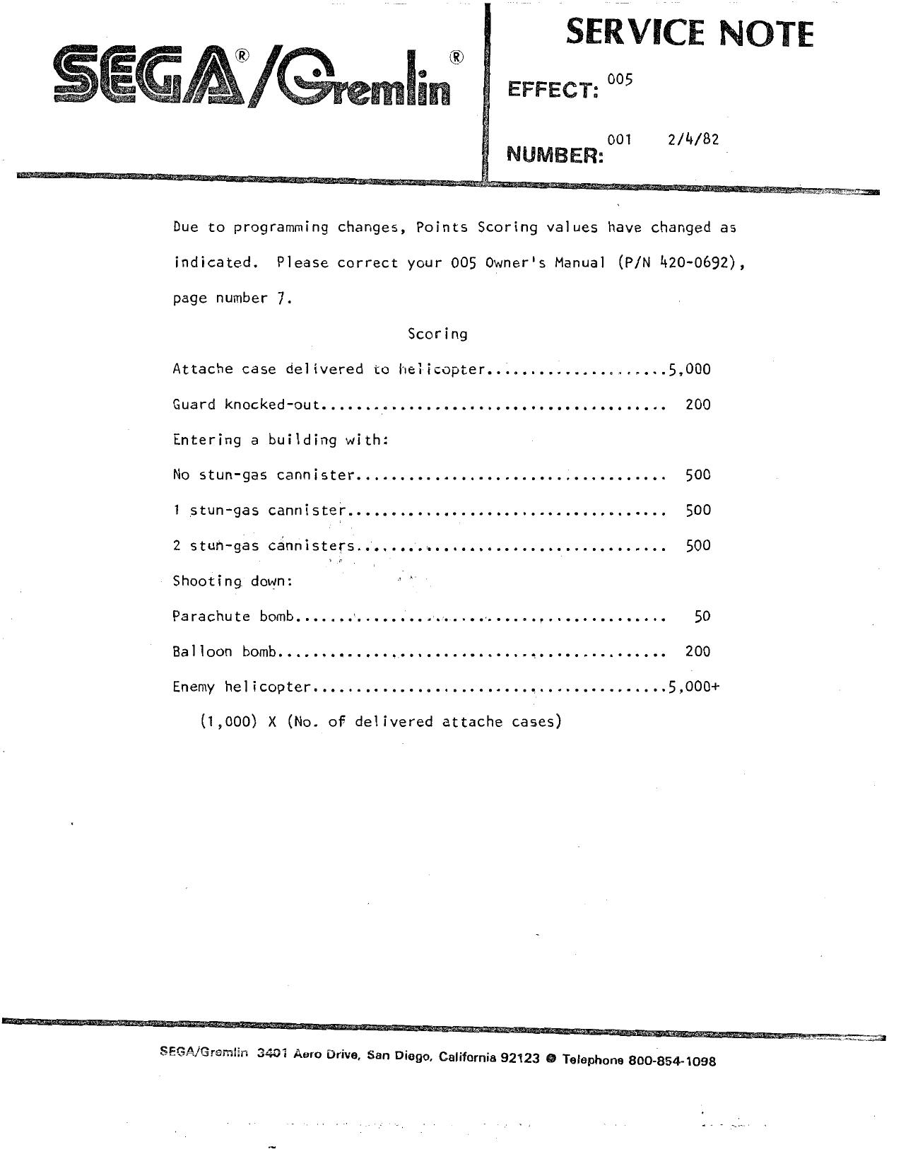 005 Service Note (02-04-82)