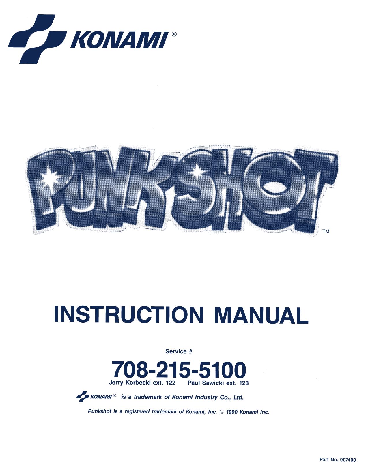 Konami Punkshot Manual