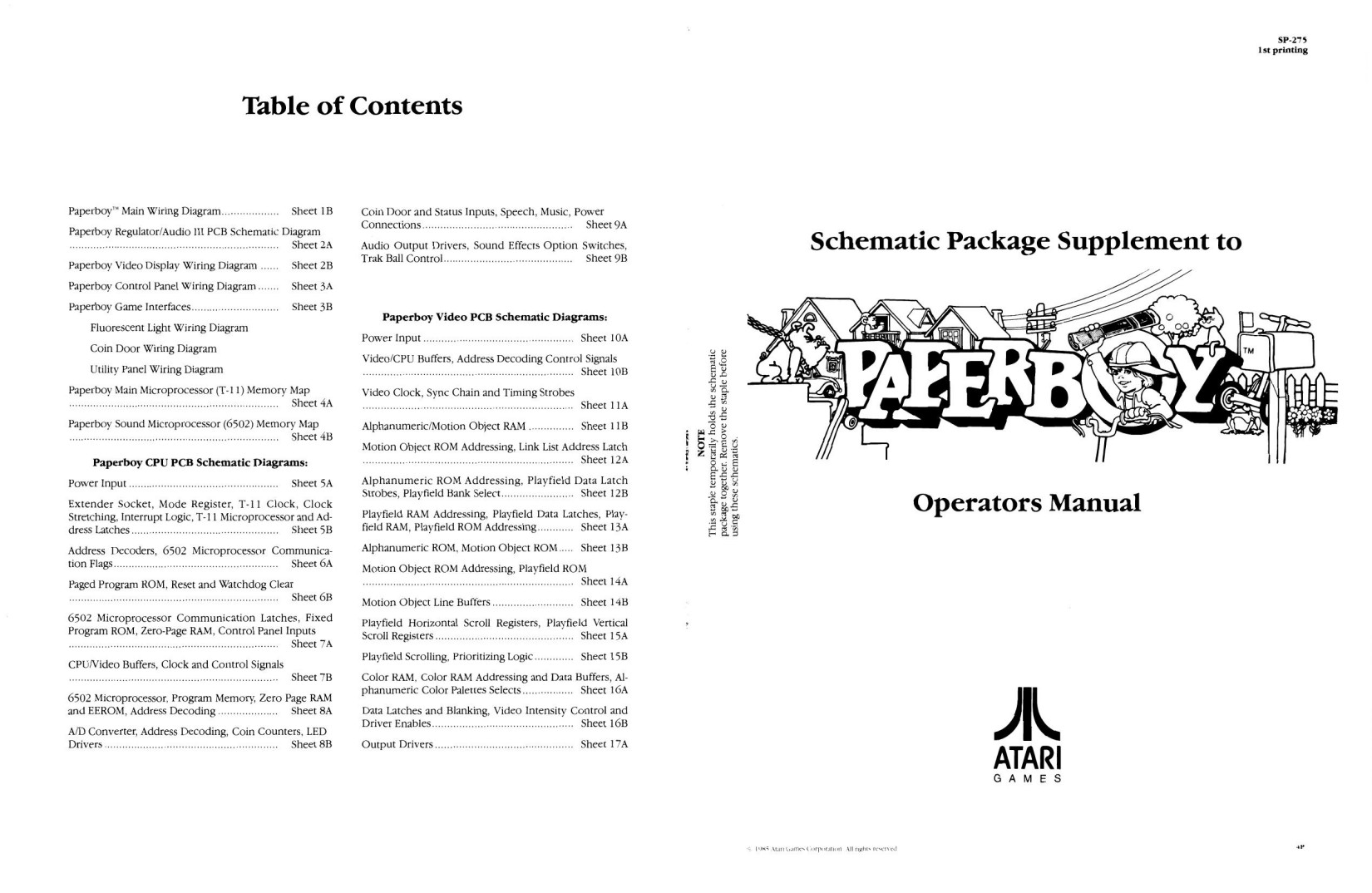 Paperboy SP-275 1st Printing