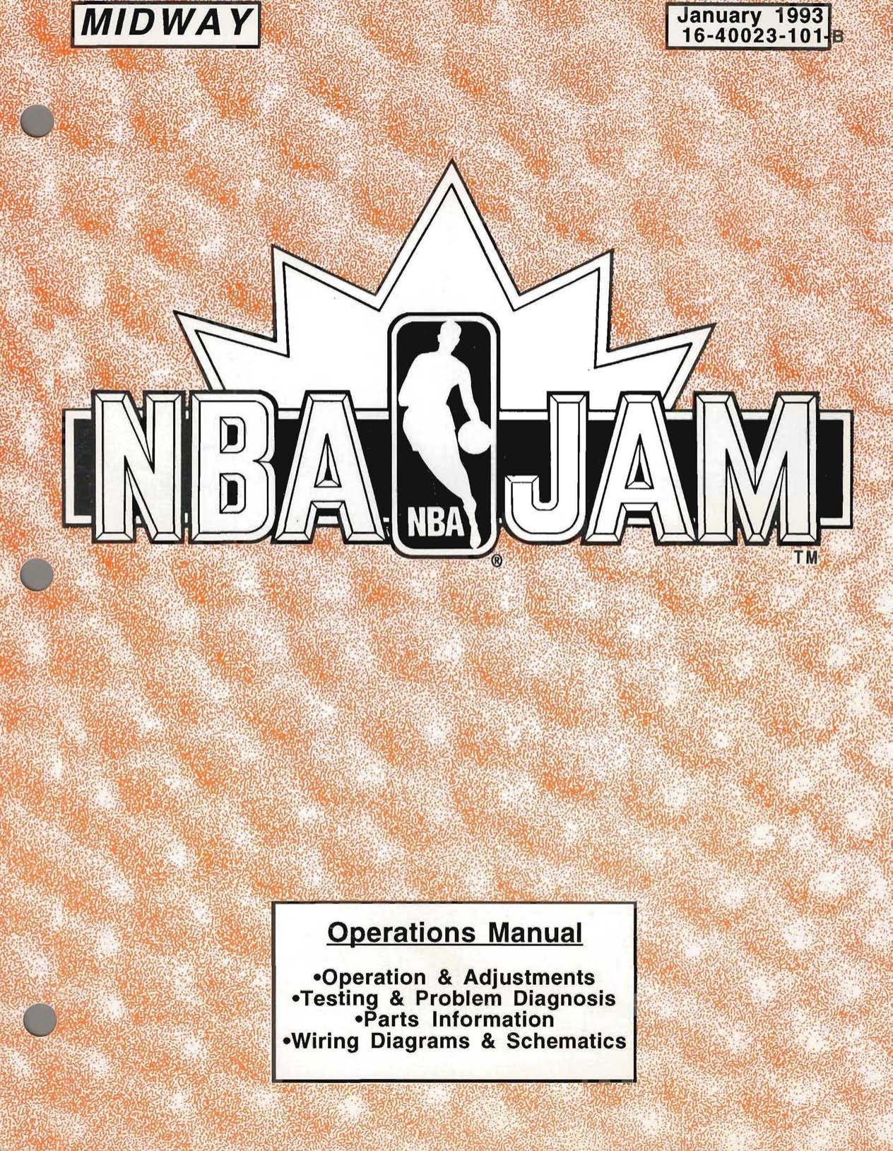 NBA Jam Operations Manual (16-40023-101-b) Jan 1993