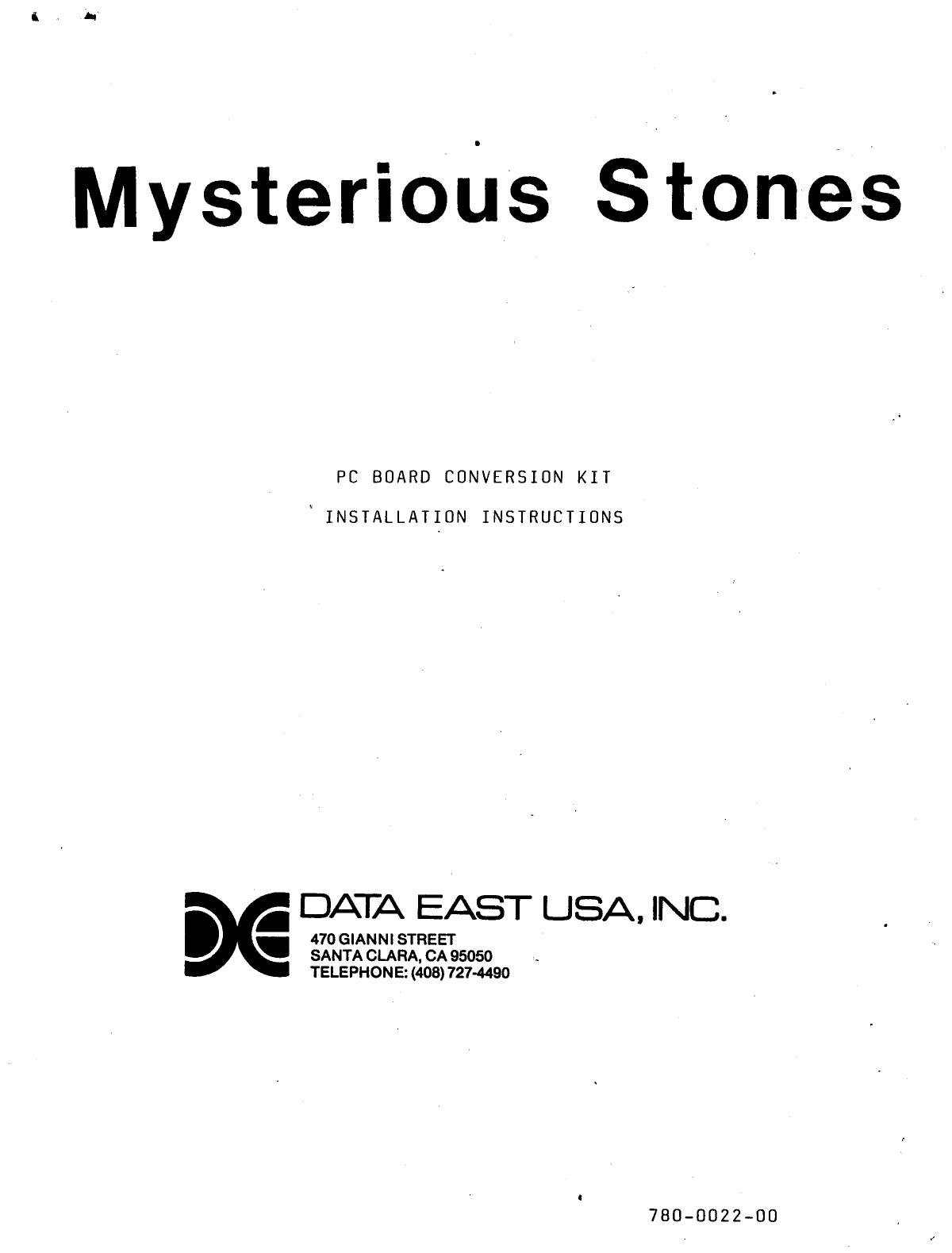 Mysterious Stones (Conv. Kit Installation Ins) (U)