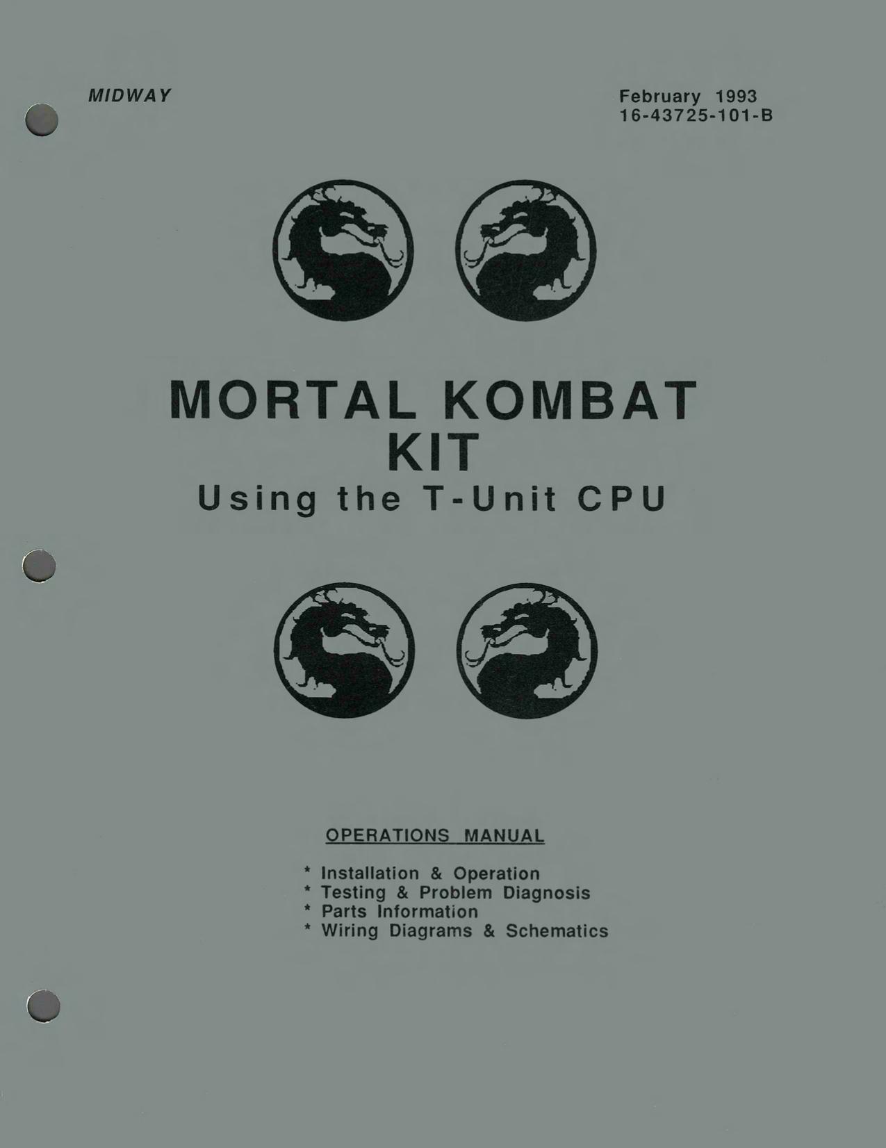 Mortal Kombat 1 Kit T-Unit CPU (16-43275-101-B Feb 1983)