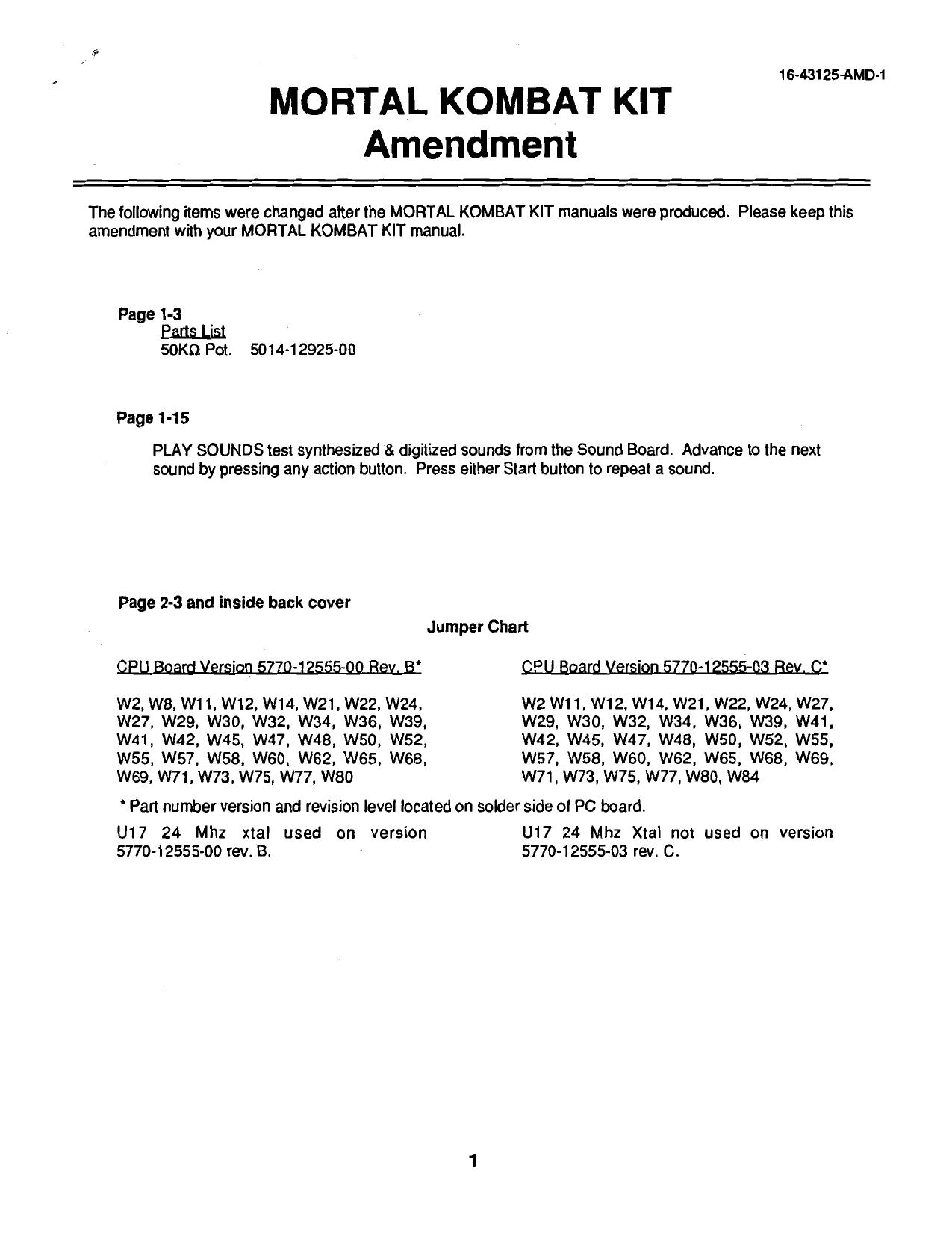 Mortal Kombat 1 Kit Amendment (16-43125-AMD-1)