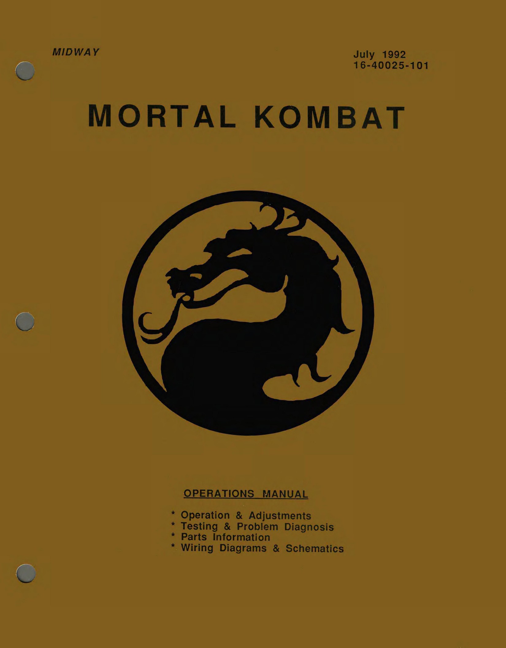 Mortal Kombat 1 (16-40025-101 July 1992)