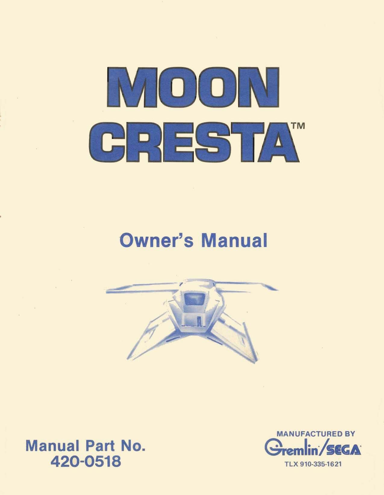 Moon Cresta Operating Instructions and Service Manual (420-0518)