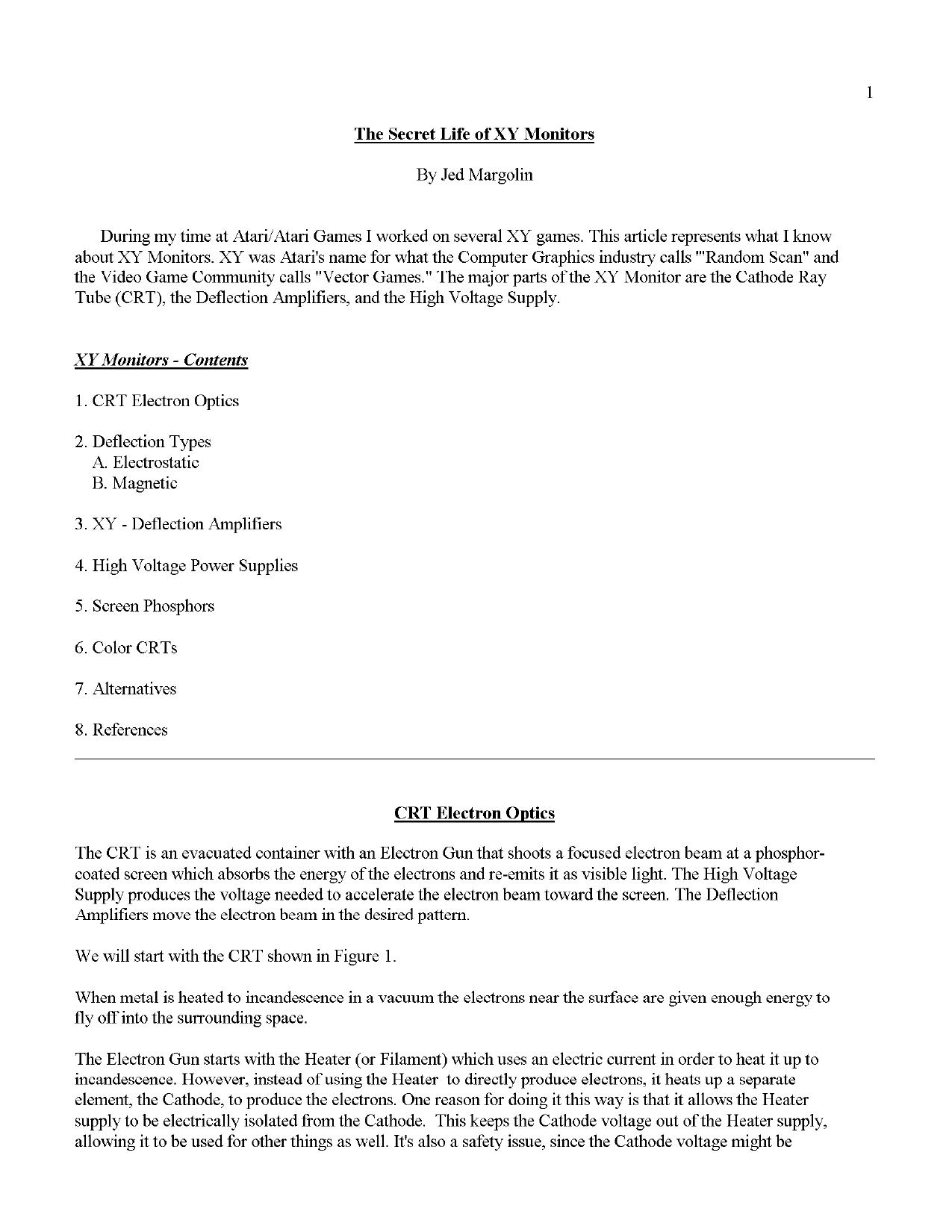 Monitors - FAQ The secret Life of XY Monitors (Jed Margolin)
