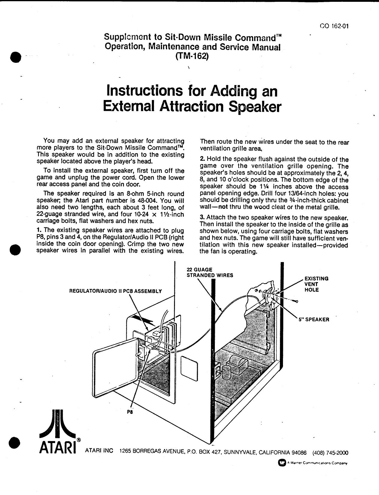 Missle Command (CO-162-01) (Adding Ext. Speaker) (U)