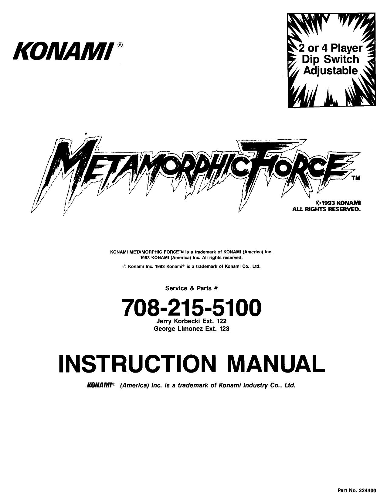 Metamorphic Force (Instructions) (U)