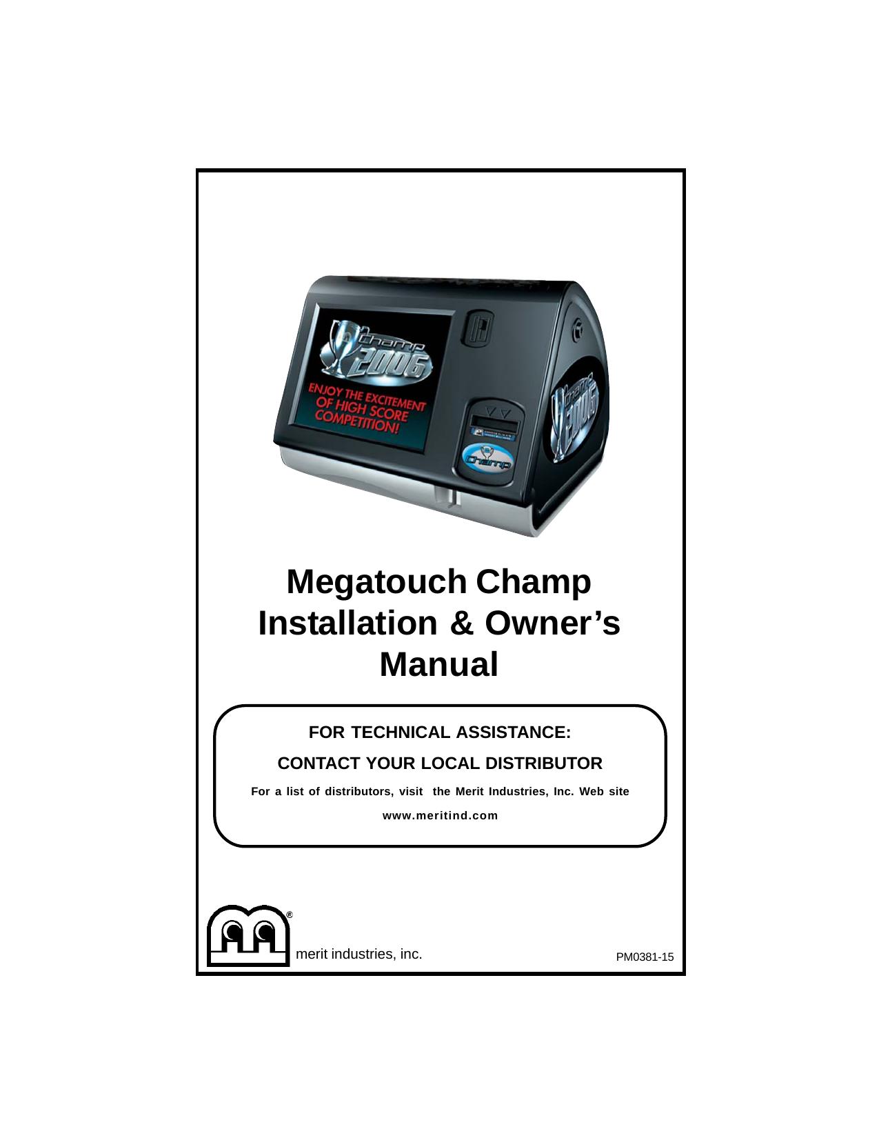 PM0381-15 Megatouch Champ F2K6 unreleased put in sa10055 and audio amp.pmd