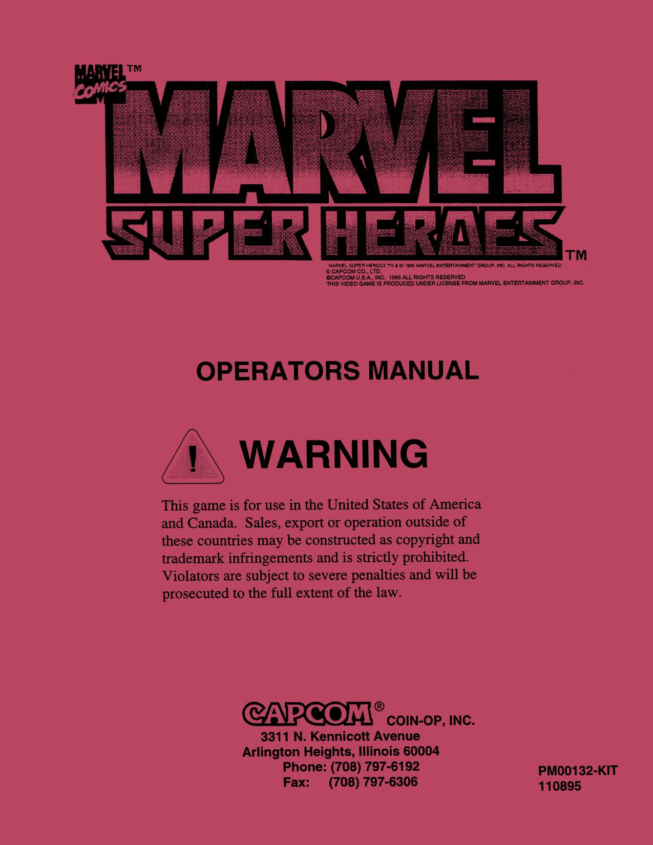 Marvel Super Heroes (Operator's) (U)