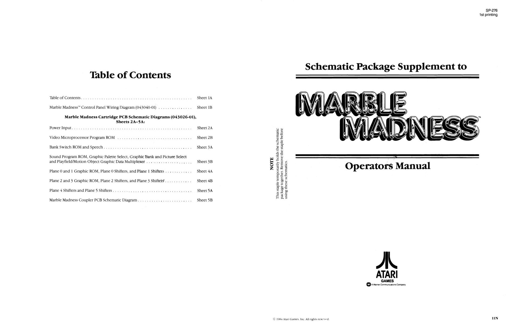 Marble Madness SP-276 1st Printing
