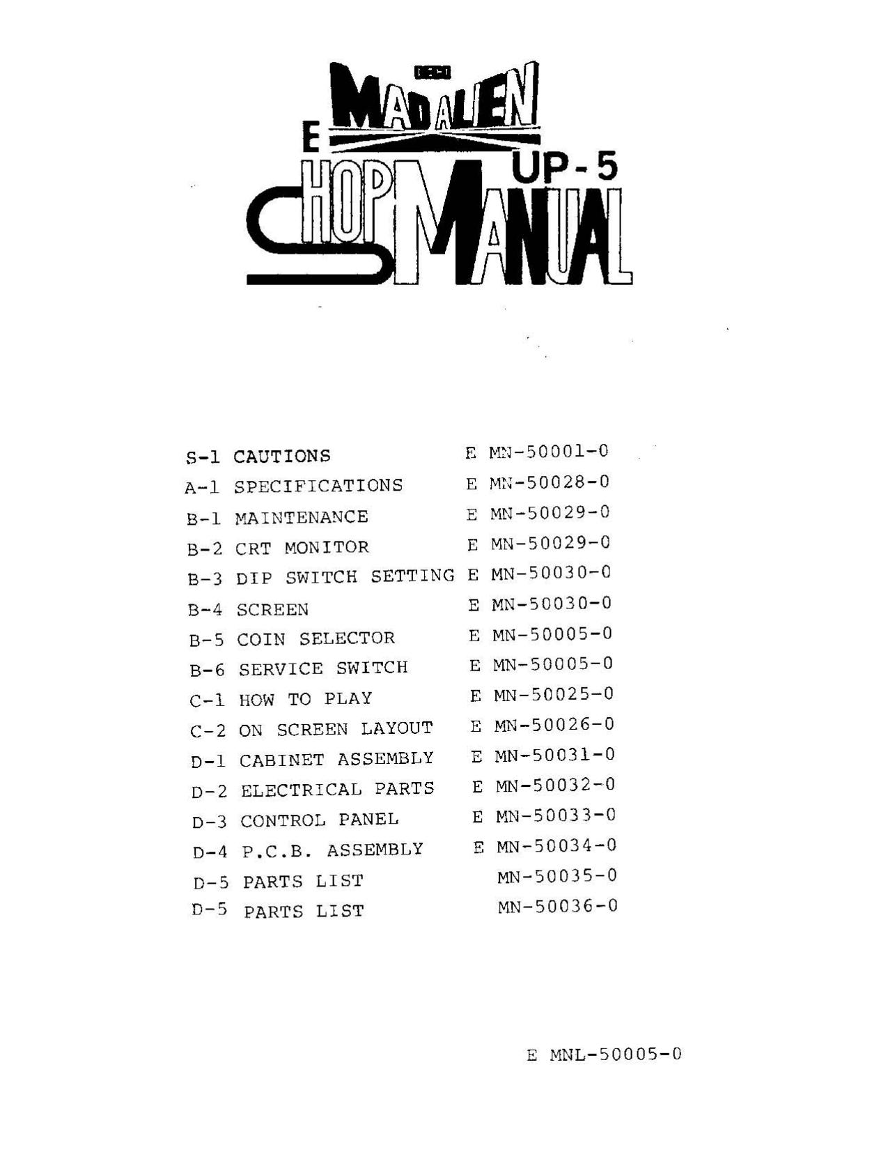 Mad Alien (UP-5 Shop Manual) (U)