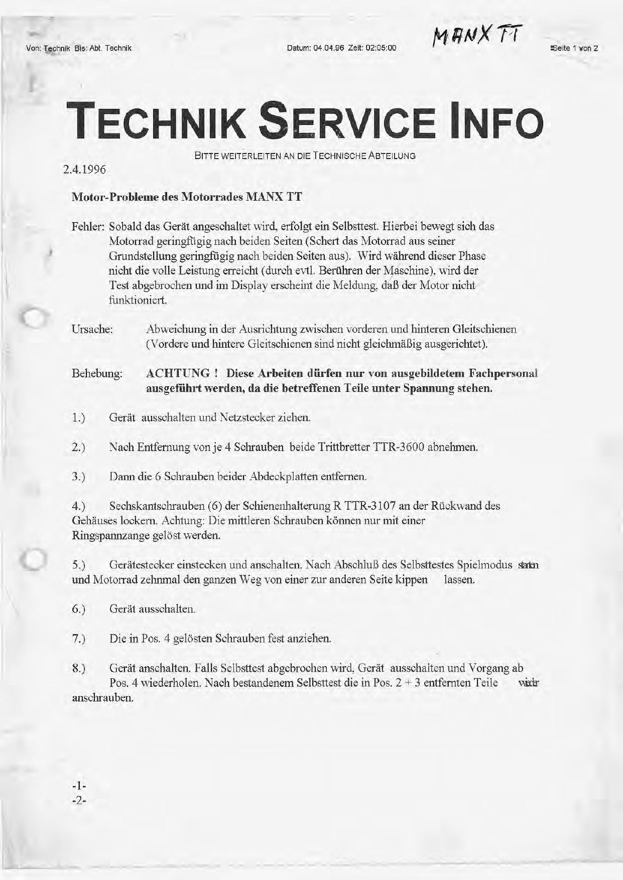 MANX TT TECHNIK SERVICE INFO