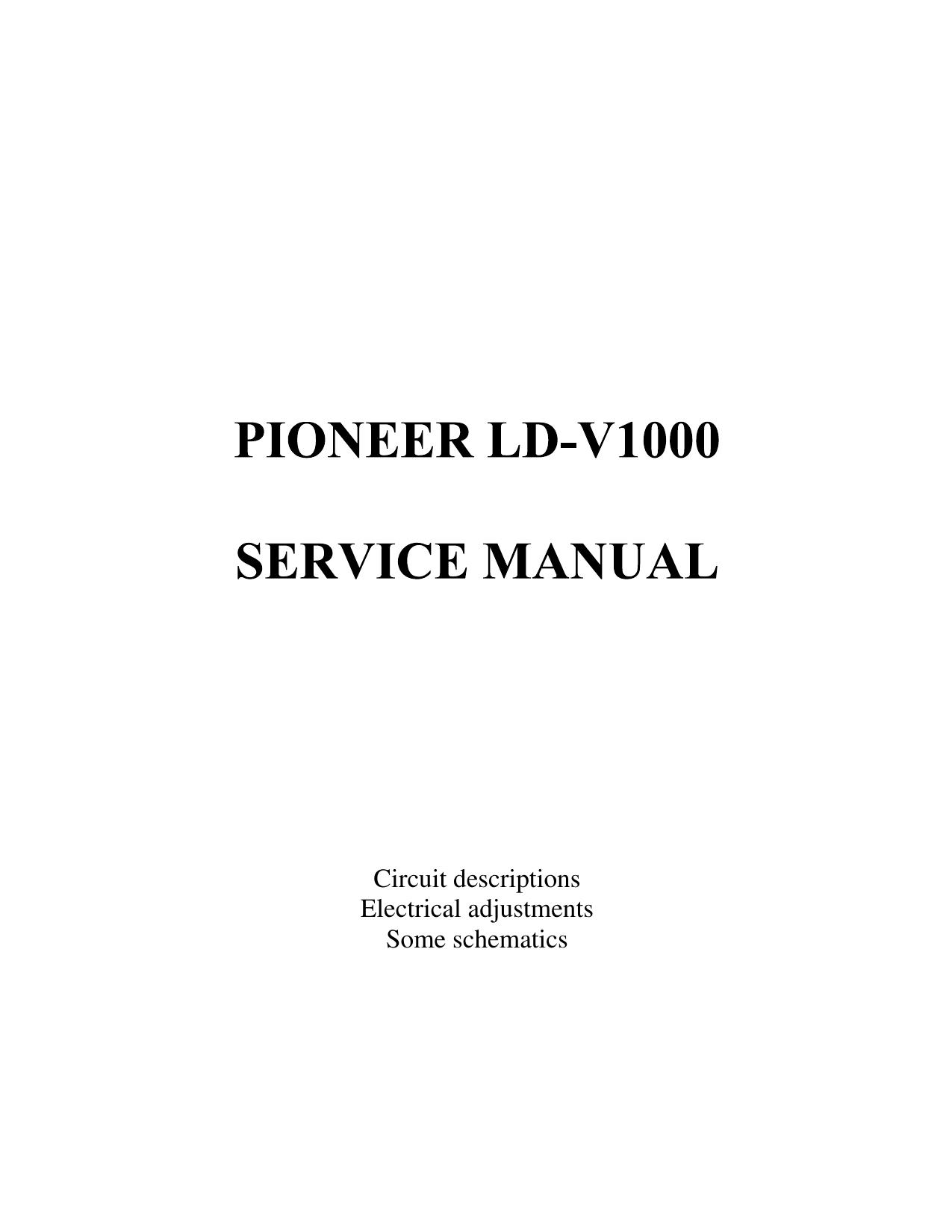 Pioneer LD-V1000 Service manual