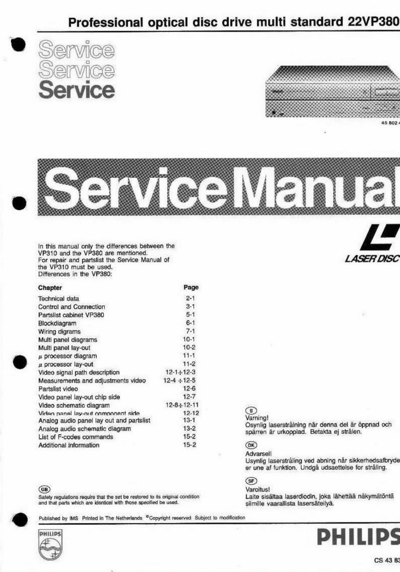 Philips VP380 service manual