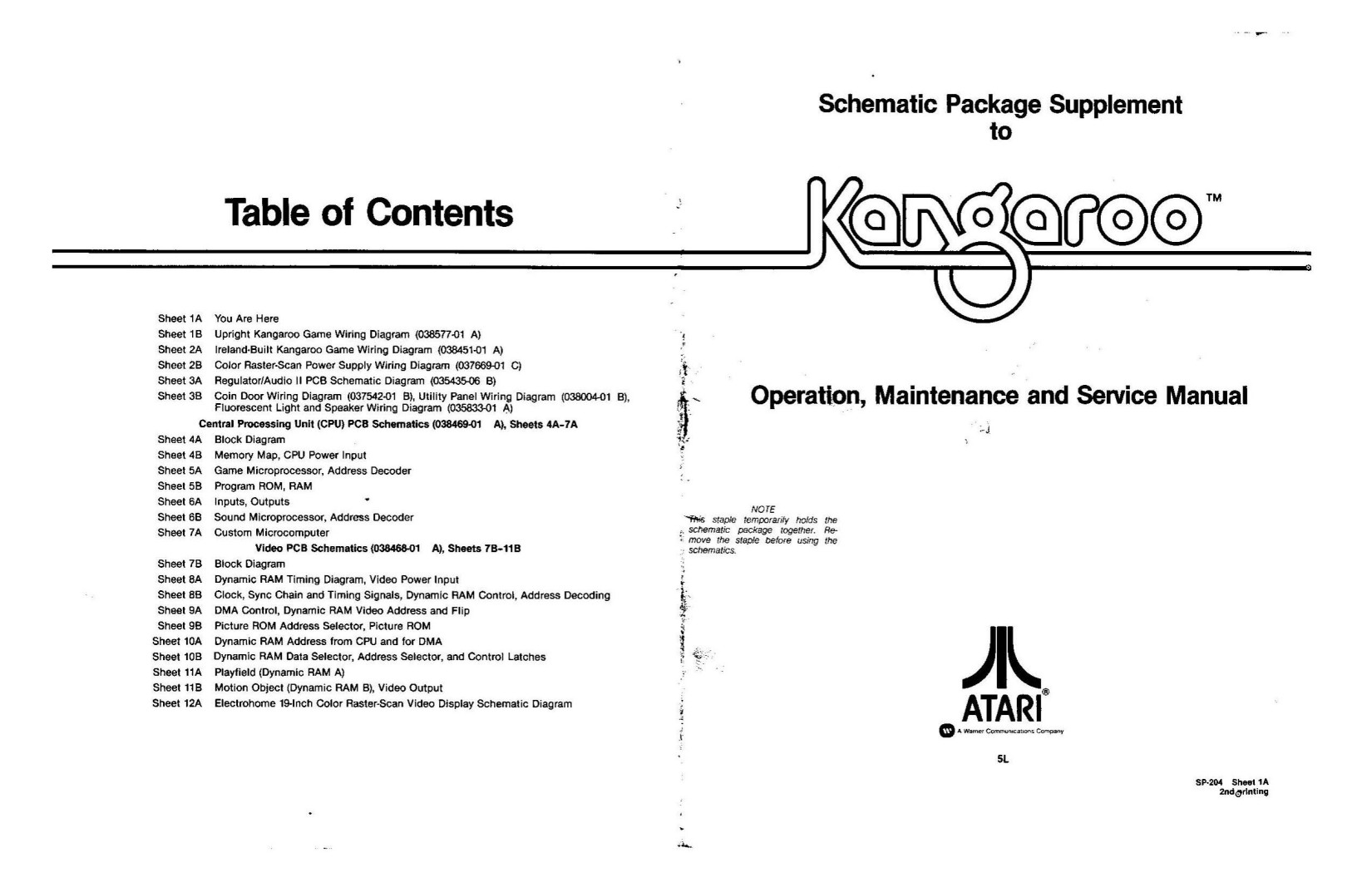 Kangaroo (SP-204 2nd Printing) (Schematic Package) (U)