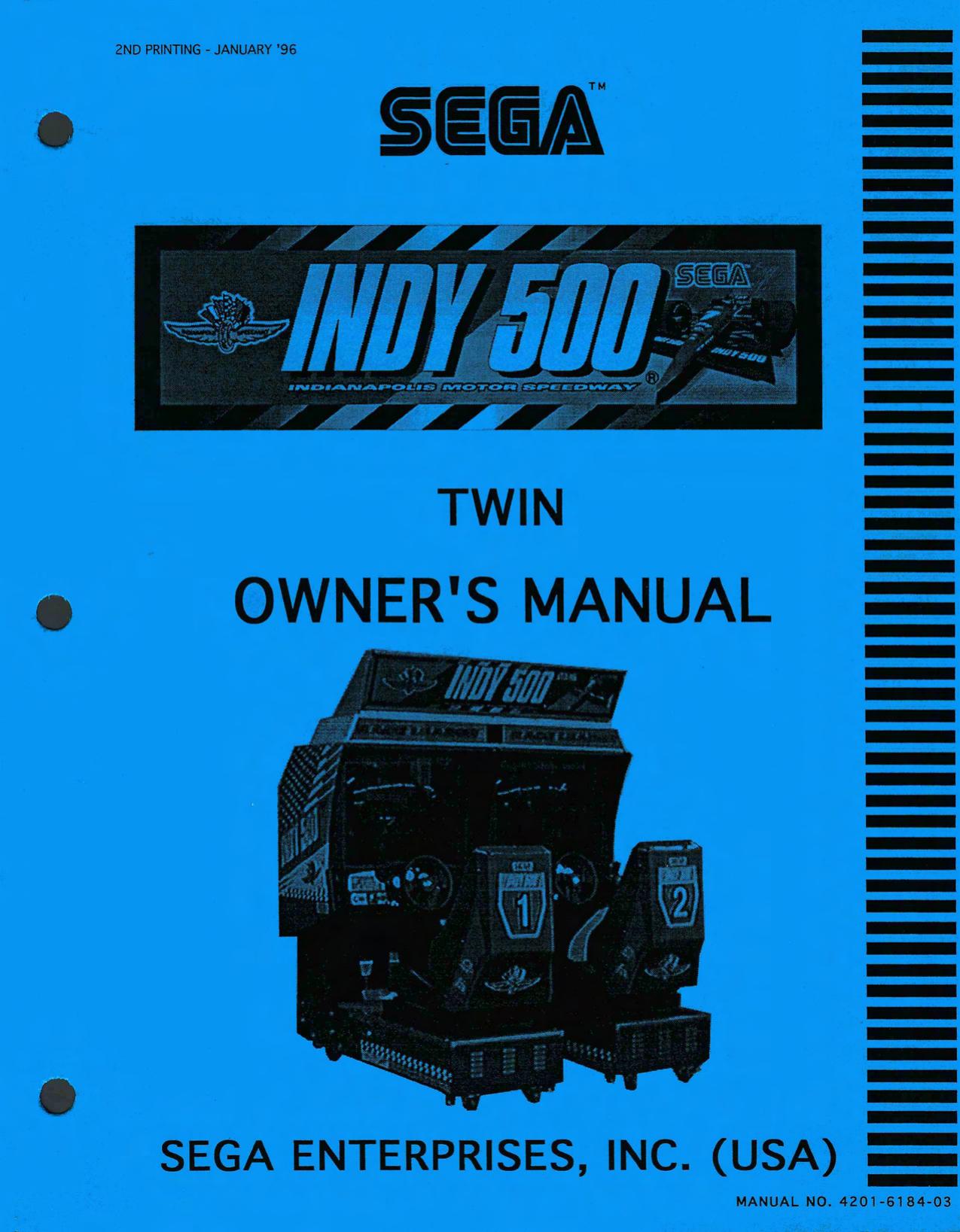 Indy 500 Twin Owners Manual 2nd Printing Jan 96 (4201-6184-03)