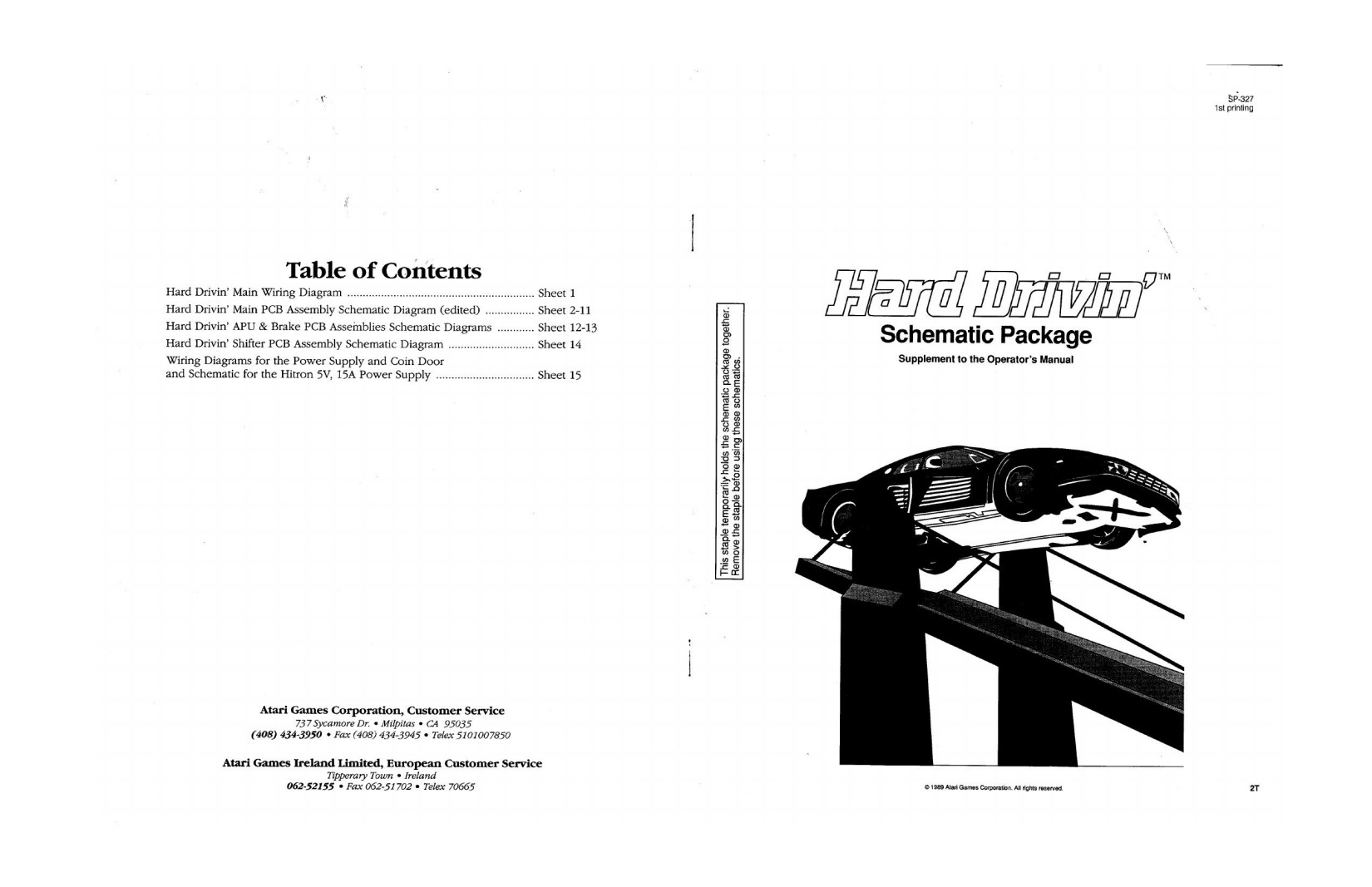 Hard Drivin' (SP-327 1st Printing) (Schematic Package) (U)