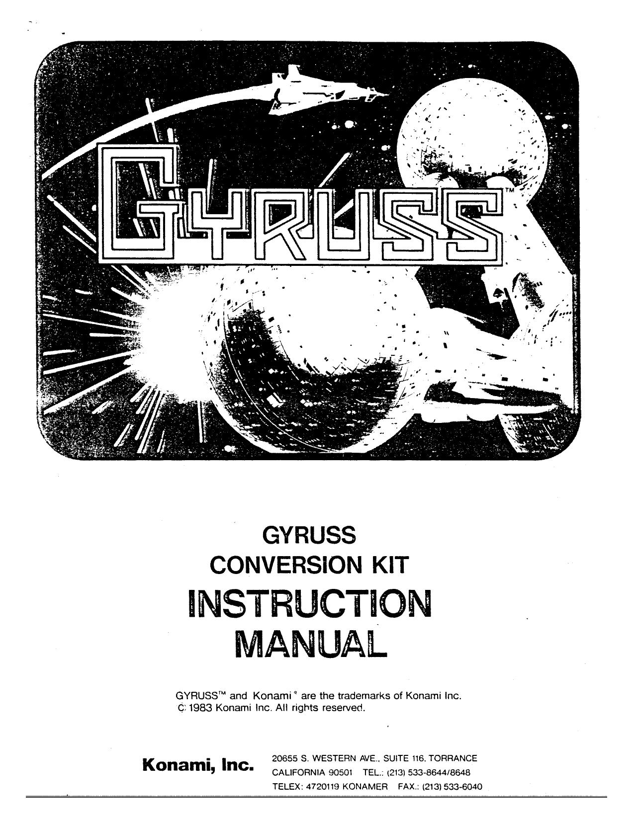 Gyruss Conversion Kit (Instructions) (U)