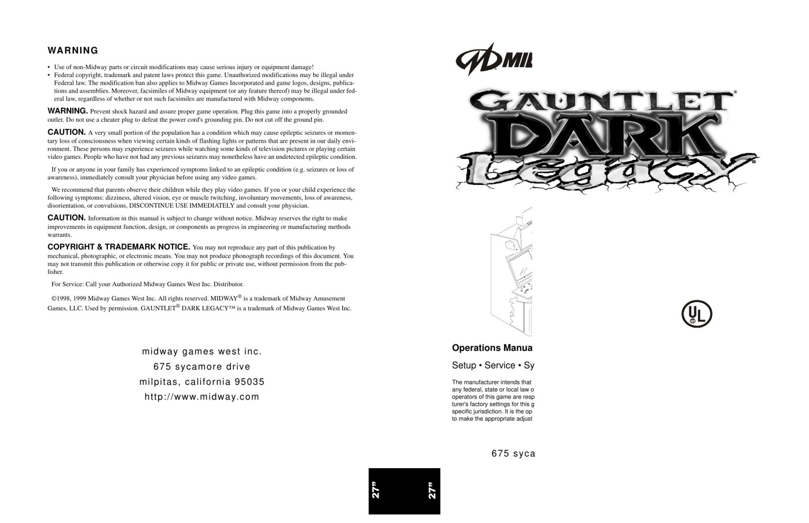 Gauntlet Dark Legacy 27in