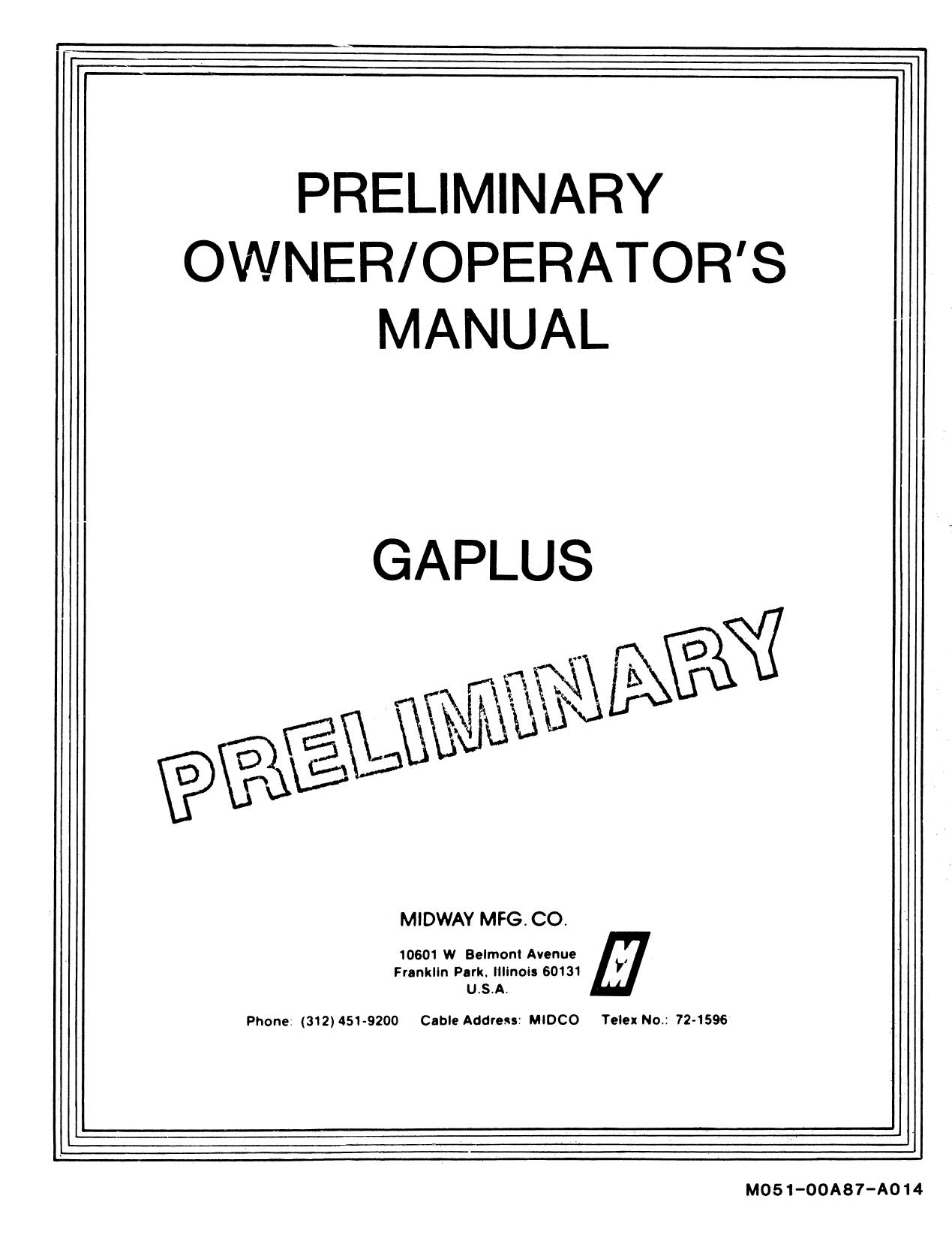 Gaplus Prelimanary Manual