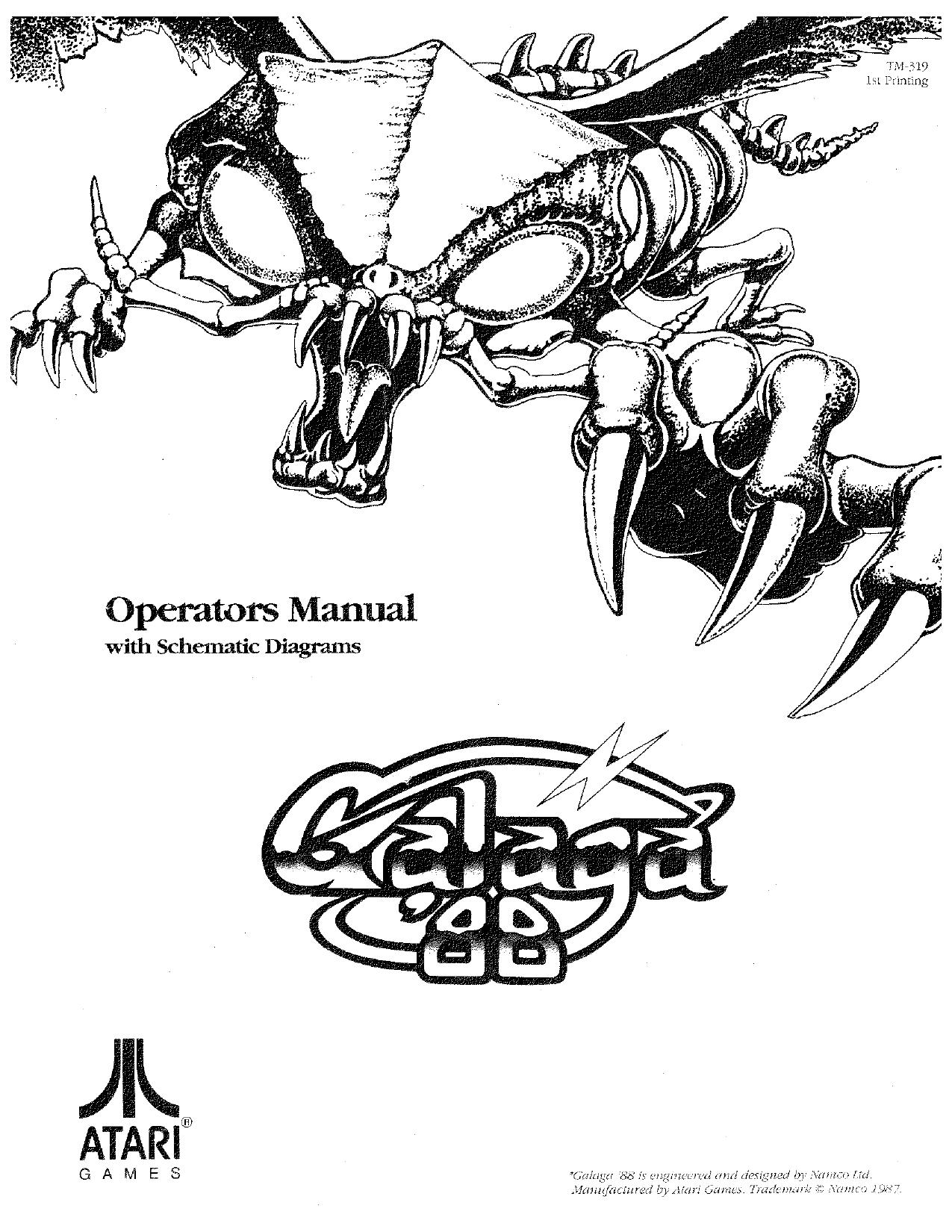 Galaga 88 (TM-319 1st Printing) (Operator's & Schem) (U)