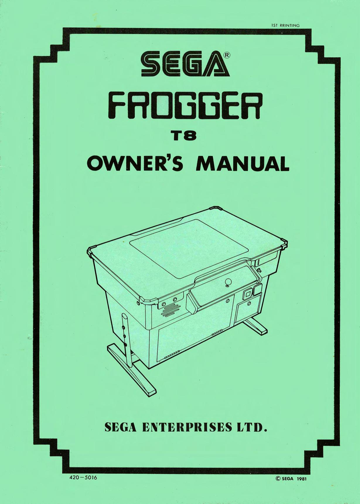 Frogger Cocktail (Sega T8 420-5016 1st Printing 1981)