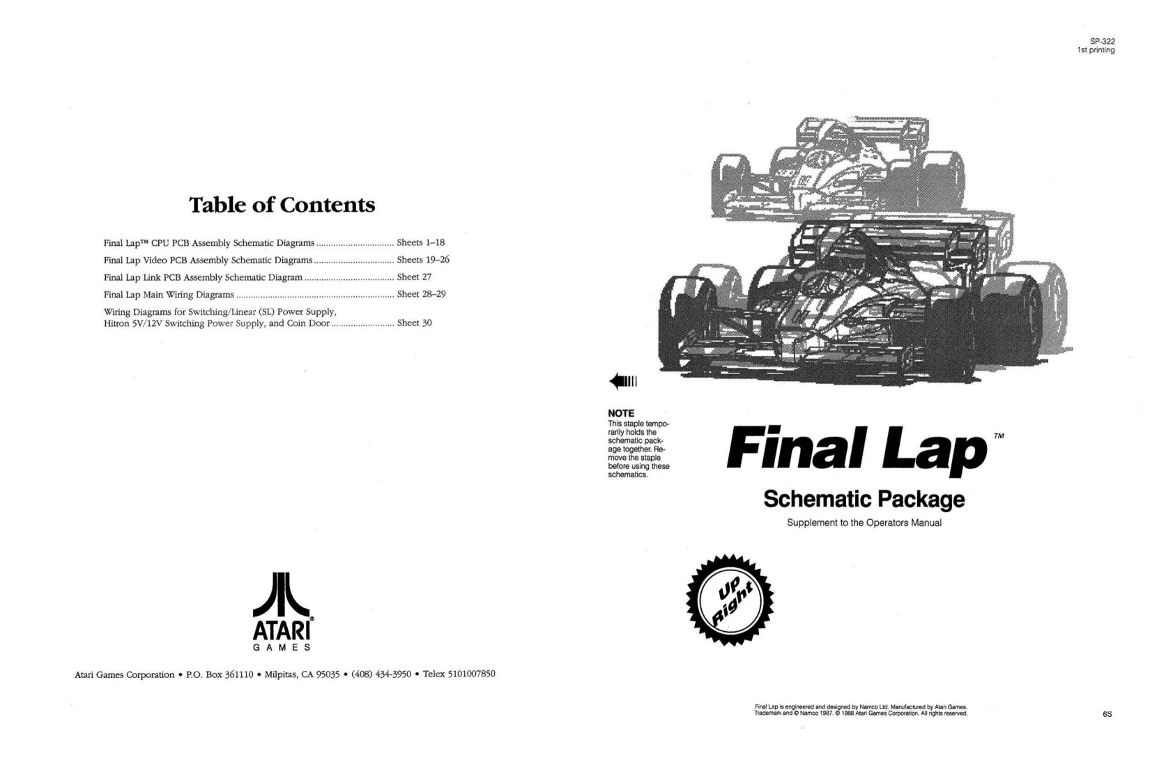 Final Lap SP-322 1st Printing